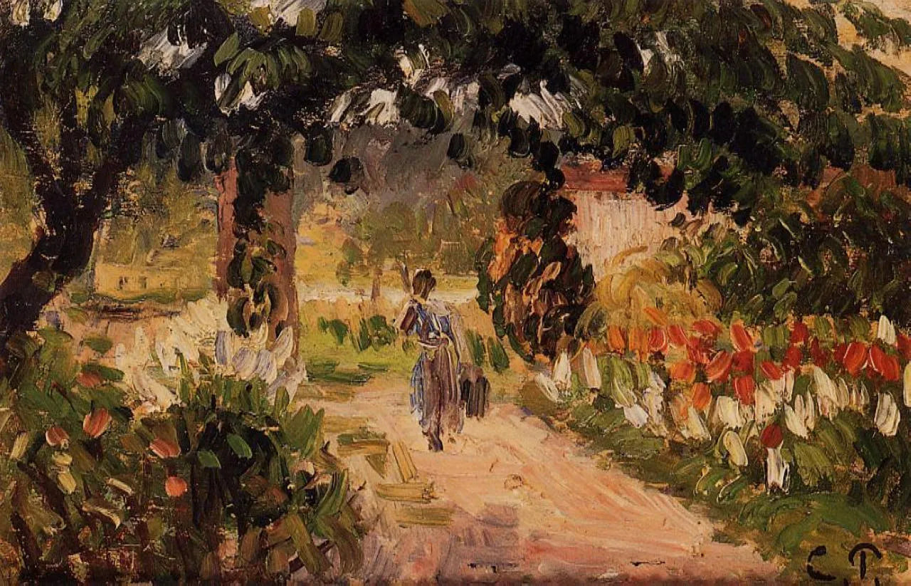 Camille Pissarro 『モレ・ロワン運河』高品質複製画61㎝/78㎝ Garden at Eragny, 1899 - Camille Pissarro