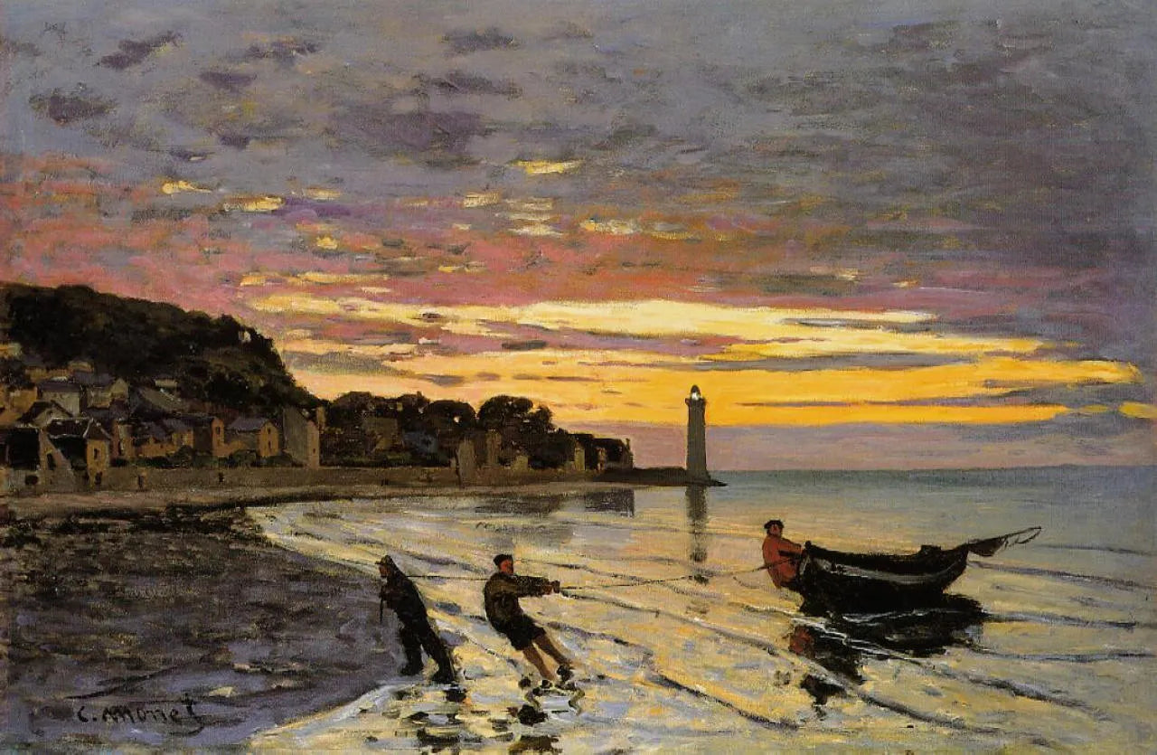 Hauling a Boat Ashore, Honfleur, 1864 - Claude Monet