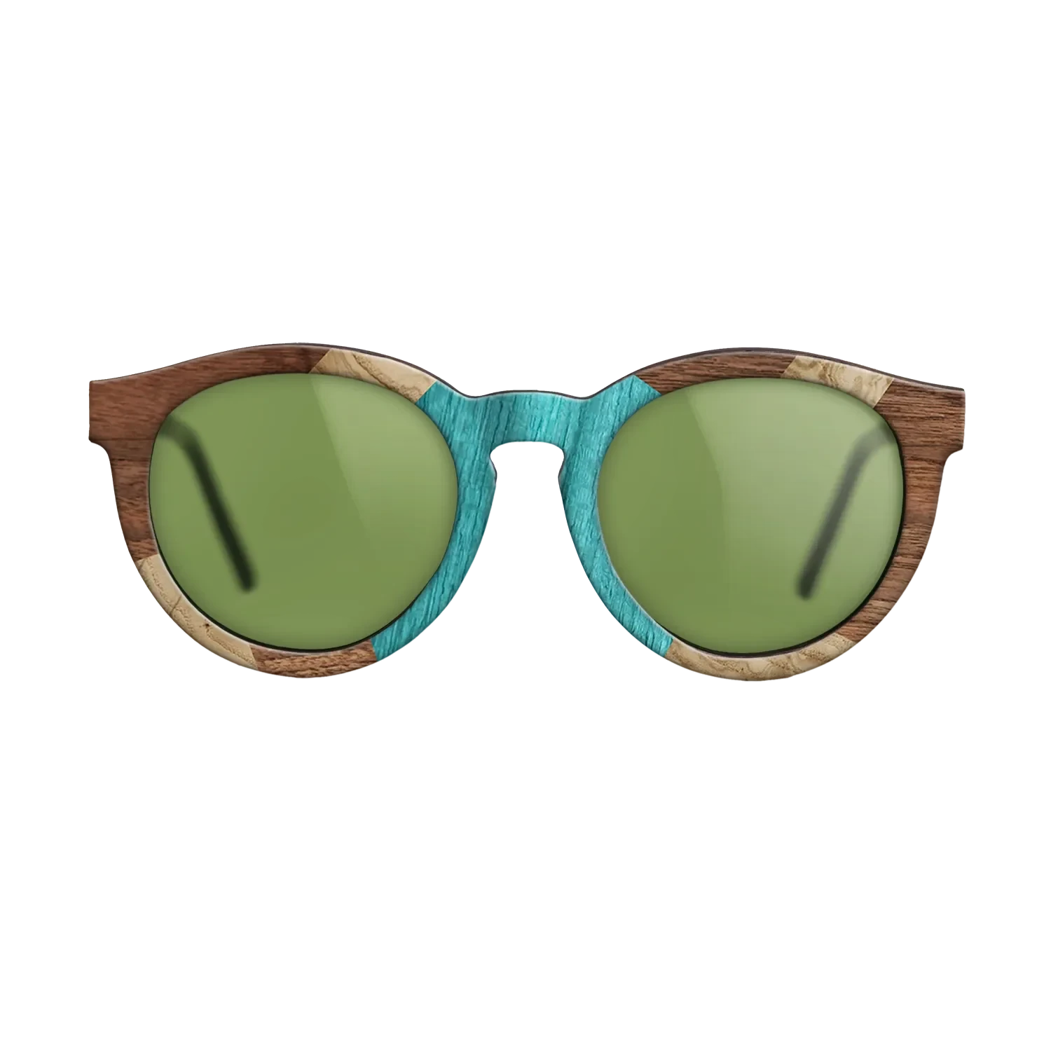 Poplar Dyed: Turquoise,Olive Burl,Walnut Claro Dark: Mosaic - The Rebel - Round - 1071 - SIRIS wood optic