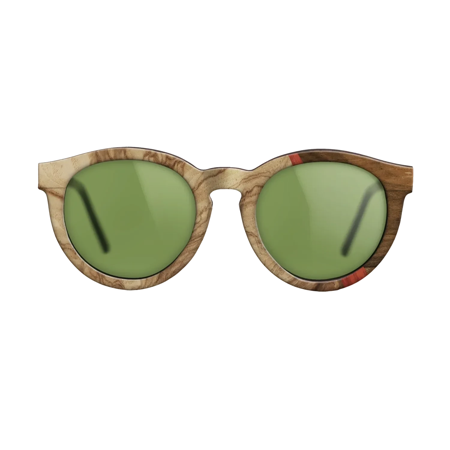 Olive Burl,Poplar Dyed: Red,Ziricote Light Quartered: Wedge - The Rebel - Round - 1040 - SIRIS wood optic