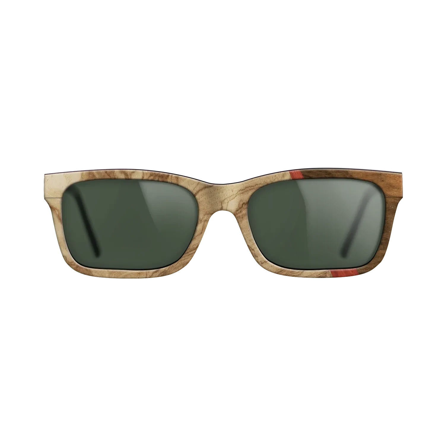 Olive Burl,Poplar Dyed: Red,Ziricote Light Quartered: Wedge - The Sage - Rectangle - 1040 - SIRIS wood optic