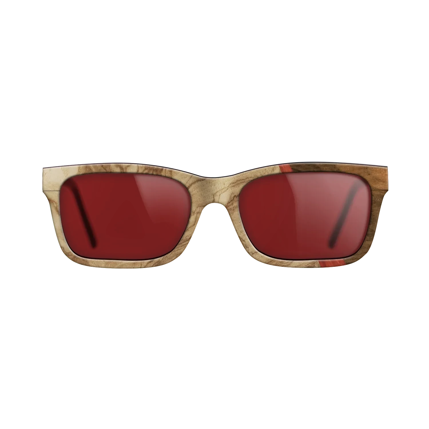 Olive Burl,Poplar Dyed: Red,Ziricote Light Quartered: Wedge - The Sage - Rectangle - 1040 - SIRIS wood optic