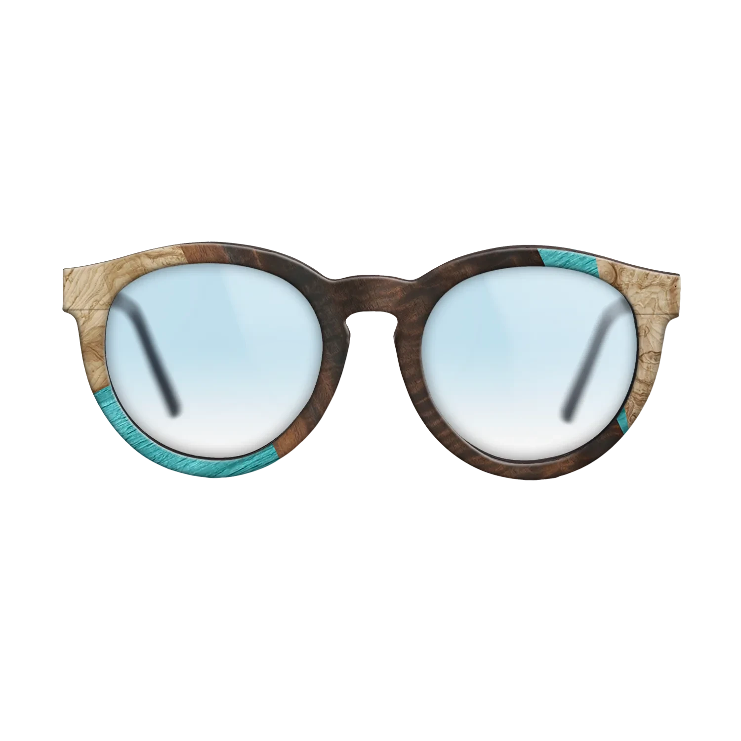 Louro Preto,Poplar Dyed: Turquoise,Fumed Eucalyptus,Olive Burl: Geometric - The Rebel - Round - 1845 - SIRIS wood optic