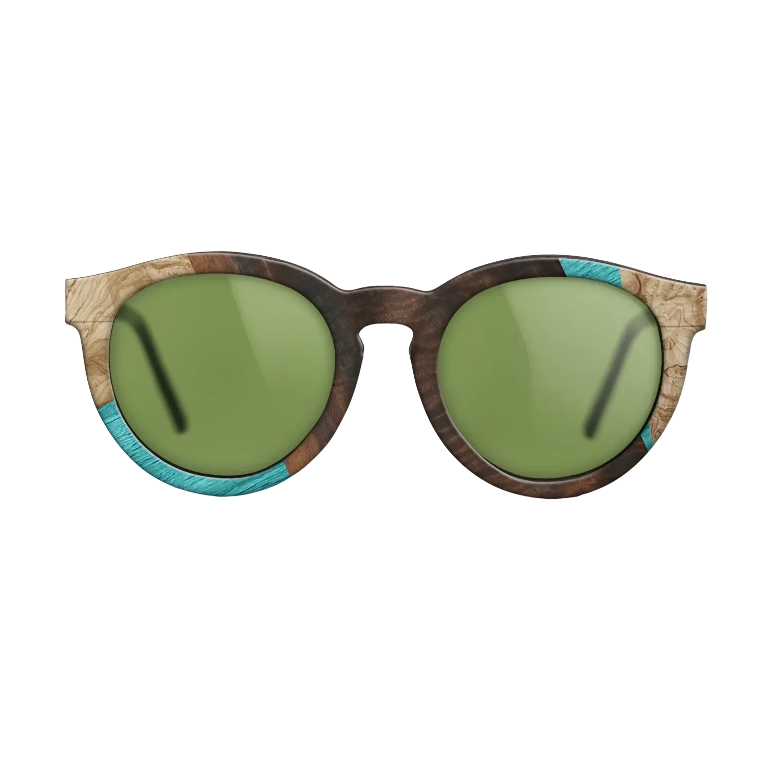 Louro Preto,Poplar Dyed: Turquoise,Fumed Eucalyptus,Olive Burl: Geometric - The Rebel - Round - 1845 - SIRIS wood optic