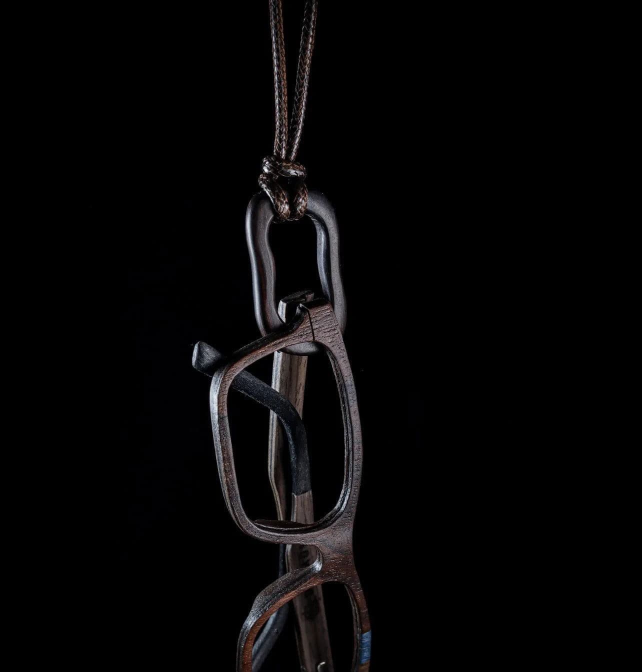 33" Wax Chord Necklace with Round Pendant - Elegant Eyewear Holder - SIRIS wood optic
