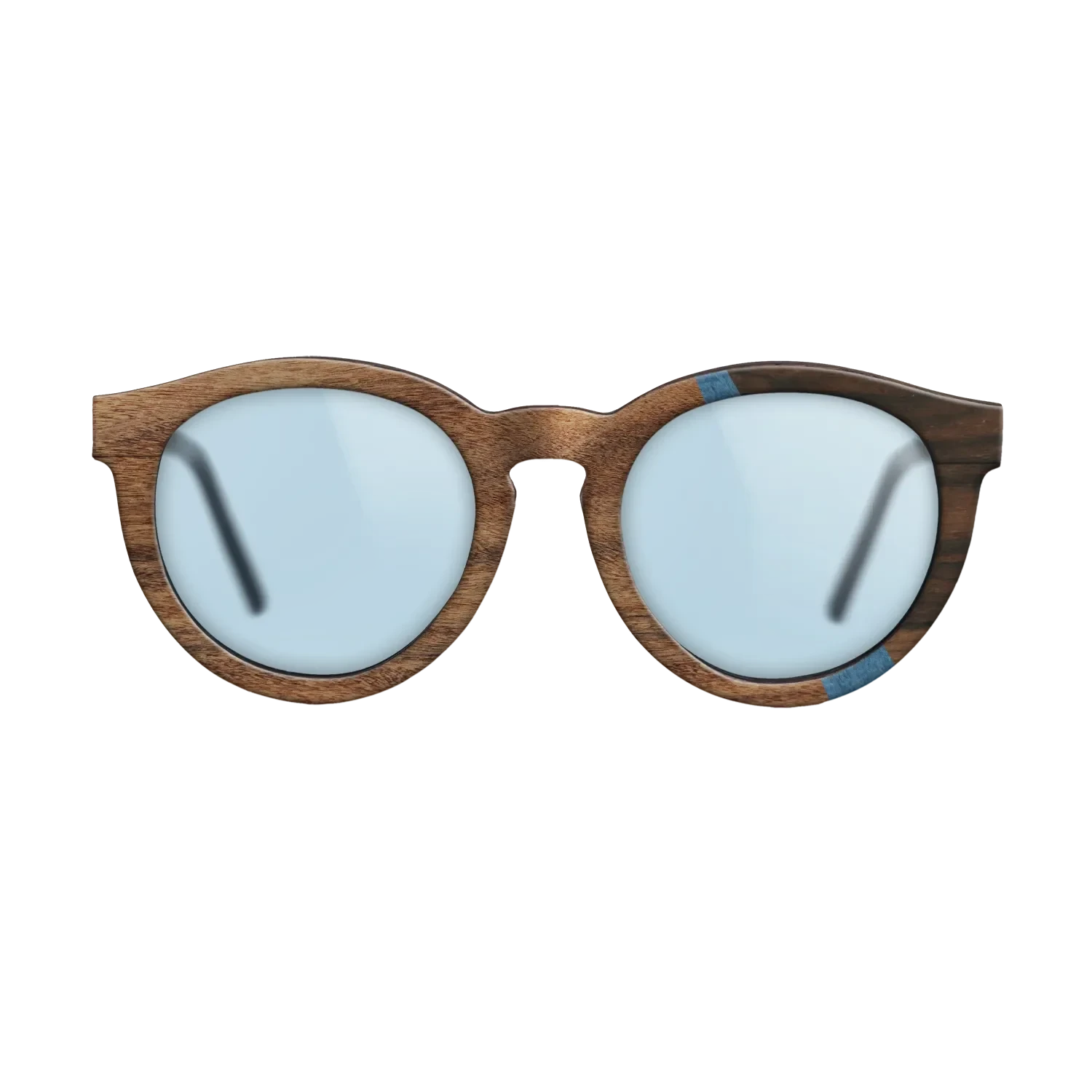 Walnut Claro Light,Poplar Dyed: Blue Denim,Ziricote Dark Quartered: Wedge - The Rebel - Round - 1183 - SIRIS wood optic