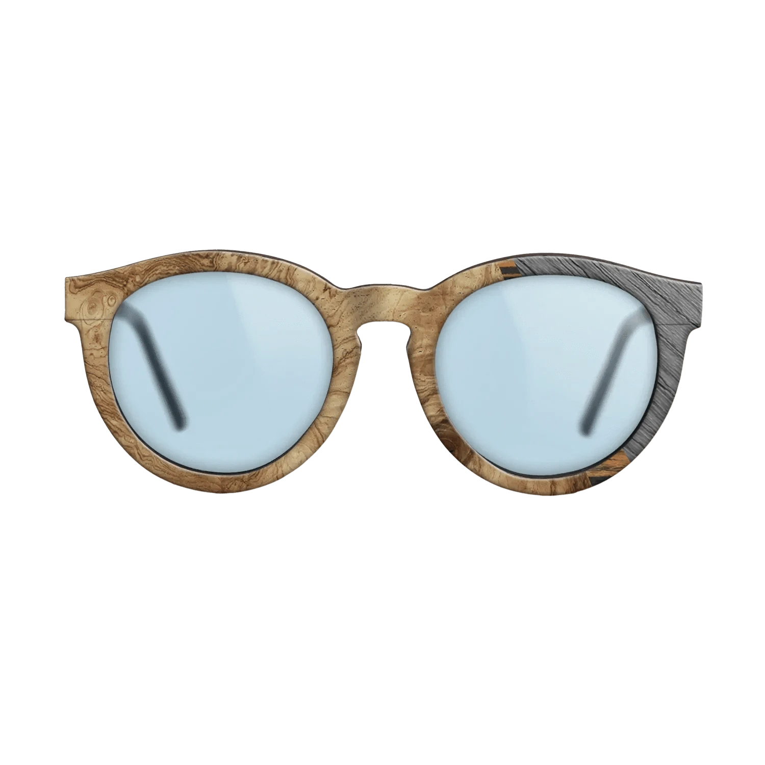 Walnut Claro Light,Olive Burl,Italian Ebony,Poplar Dyed: Grey: Angle Cut - The Rebel - Round - 1714 - SIRIS wood optic