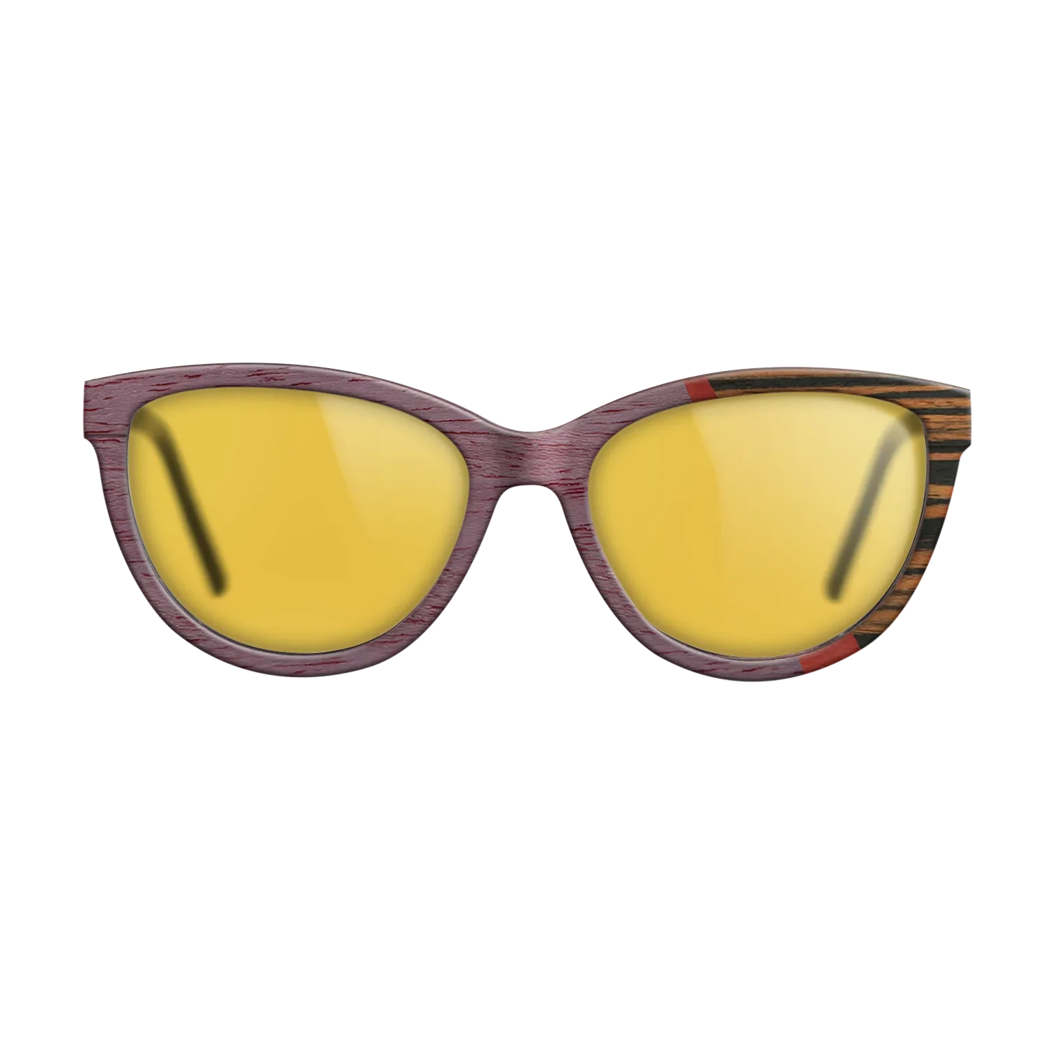 Bocote,Poplar Dyed: Red,Italian Ebony,Poplar Dyed: Purple: Angle Cut - The Maiden - Cat - 1869 - SIRIS wood optic