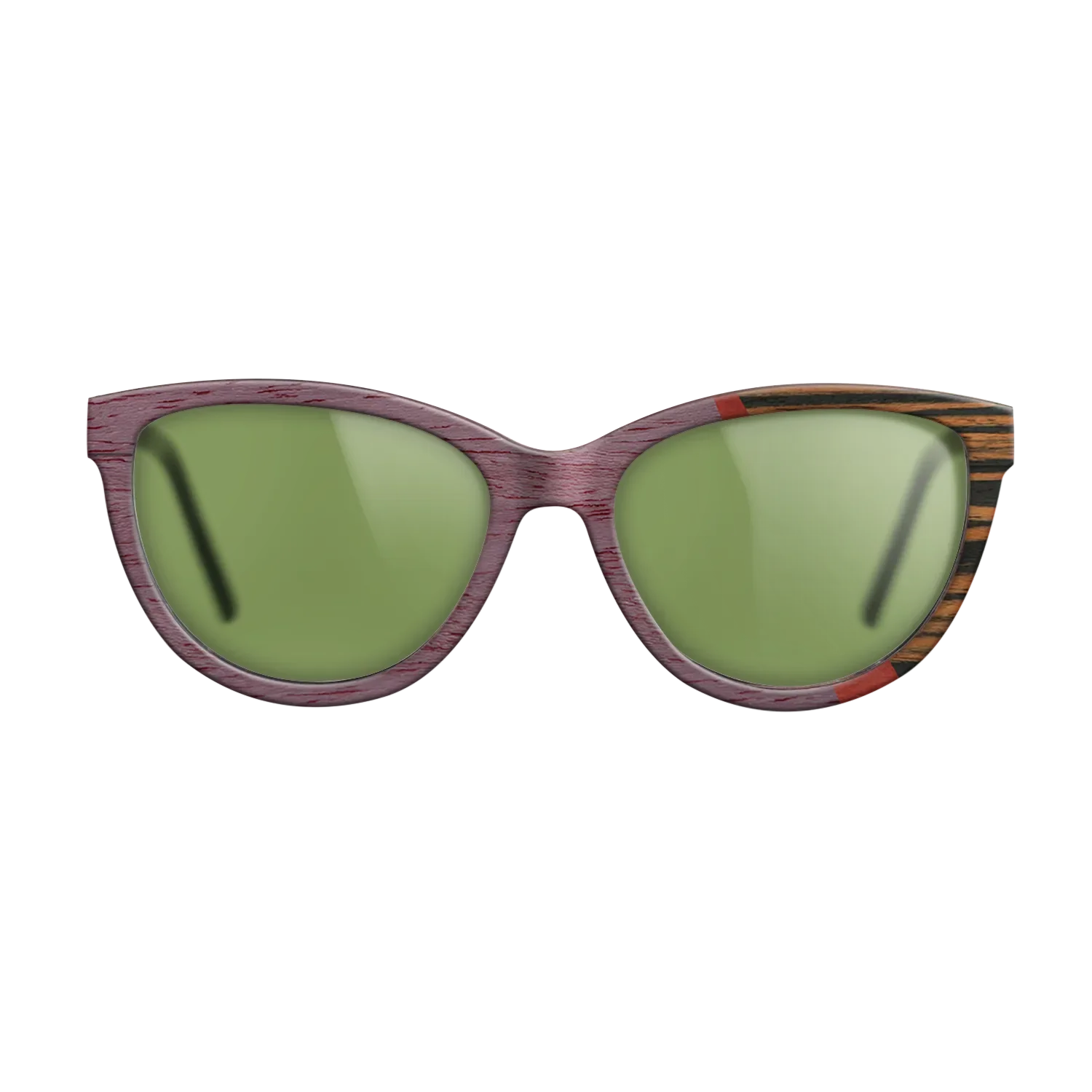 Bocote,Poplar Dyed: Red,Italian Ebony,Poplar Dyed: Purple: Angle Cut - The Maiden - Cat - 1869 - SIRIS wood optic