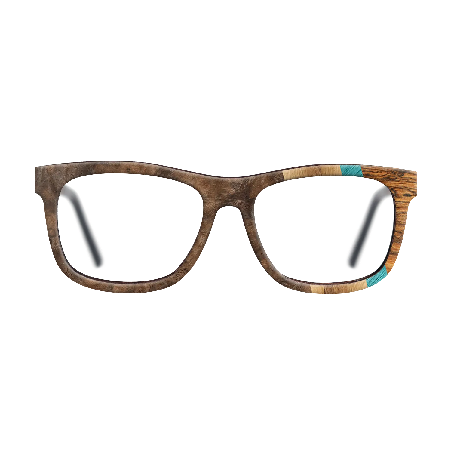 Bocote,Walnut Burl,Poplar Dyed: Turquoise,Fumed Oak,Royal White Ebony: Fractal - The Hero - Square - 1541 - SIRIS wood optic