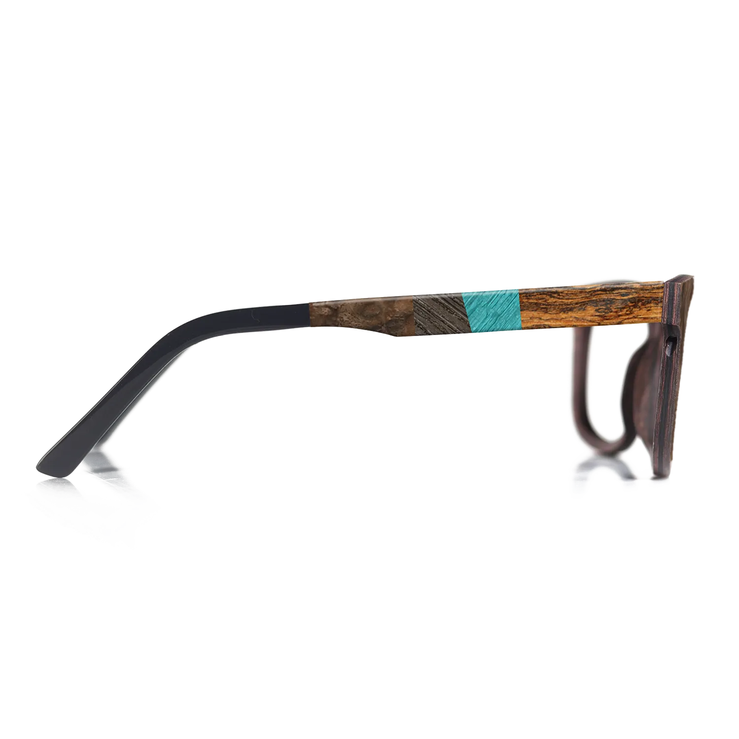 Bocote,Walnut Burl,Poplar Dyed: Turquoise,Fumed Oak,Royal White Ebony: Fractal - The Hero - Square - 1541 - SIRIS wood optic