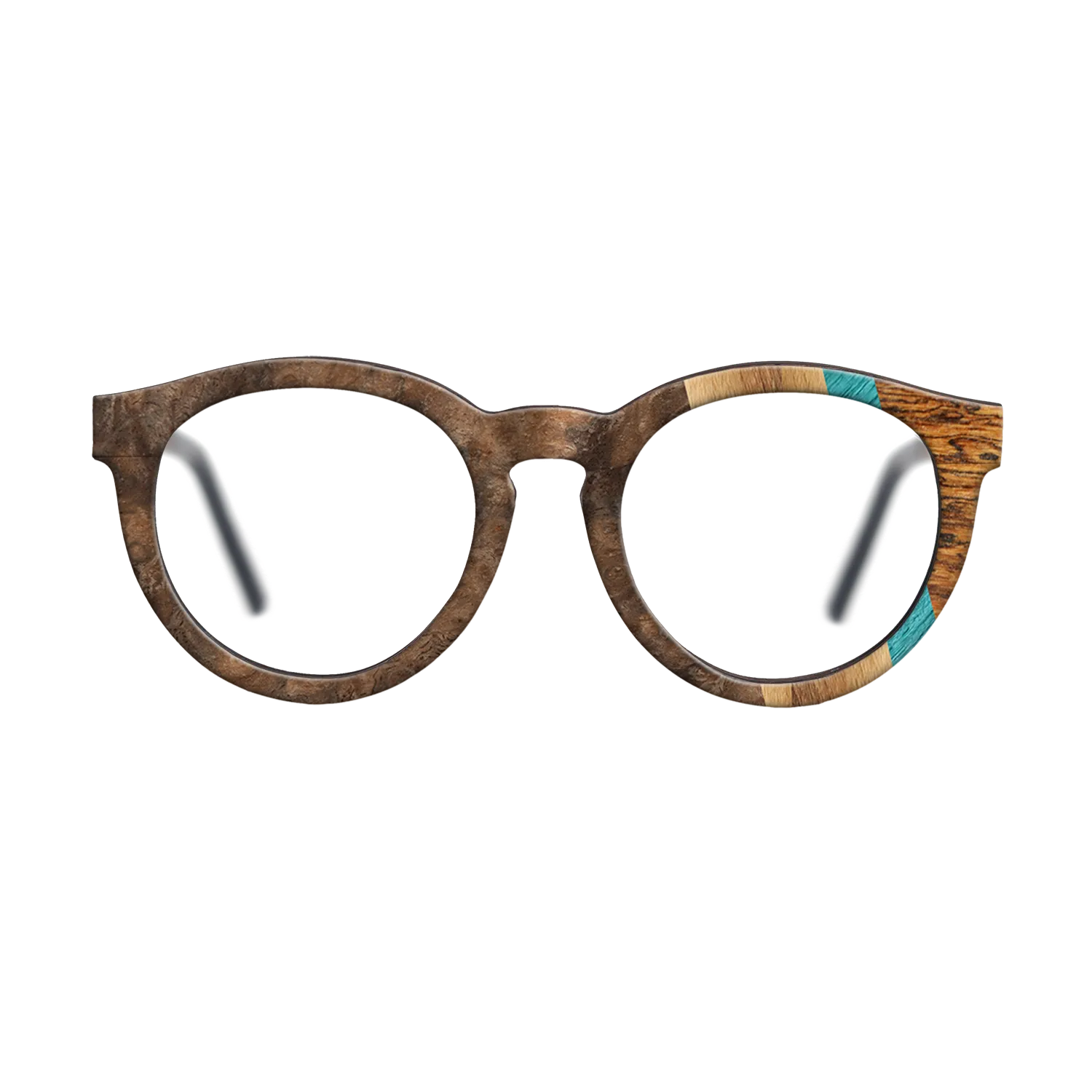 Bocote,Walnut Burl,Poplar Dyed: Turquoise,Fumed Oak,Royal White Ebony: Fractal - The Rebel - Round - 1541 - SIRIS wood optic