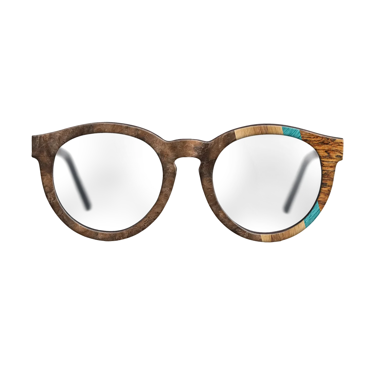 Bocote,Walnut Burl,Poplar Dyed: Turquoise,Fumed Oak,Royal White Ebony: Fractal - The Rebel - Round - 1541 - SIRIS wood optic