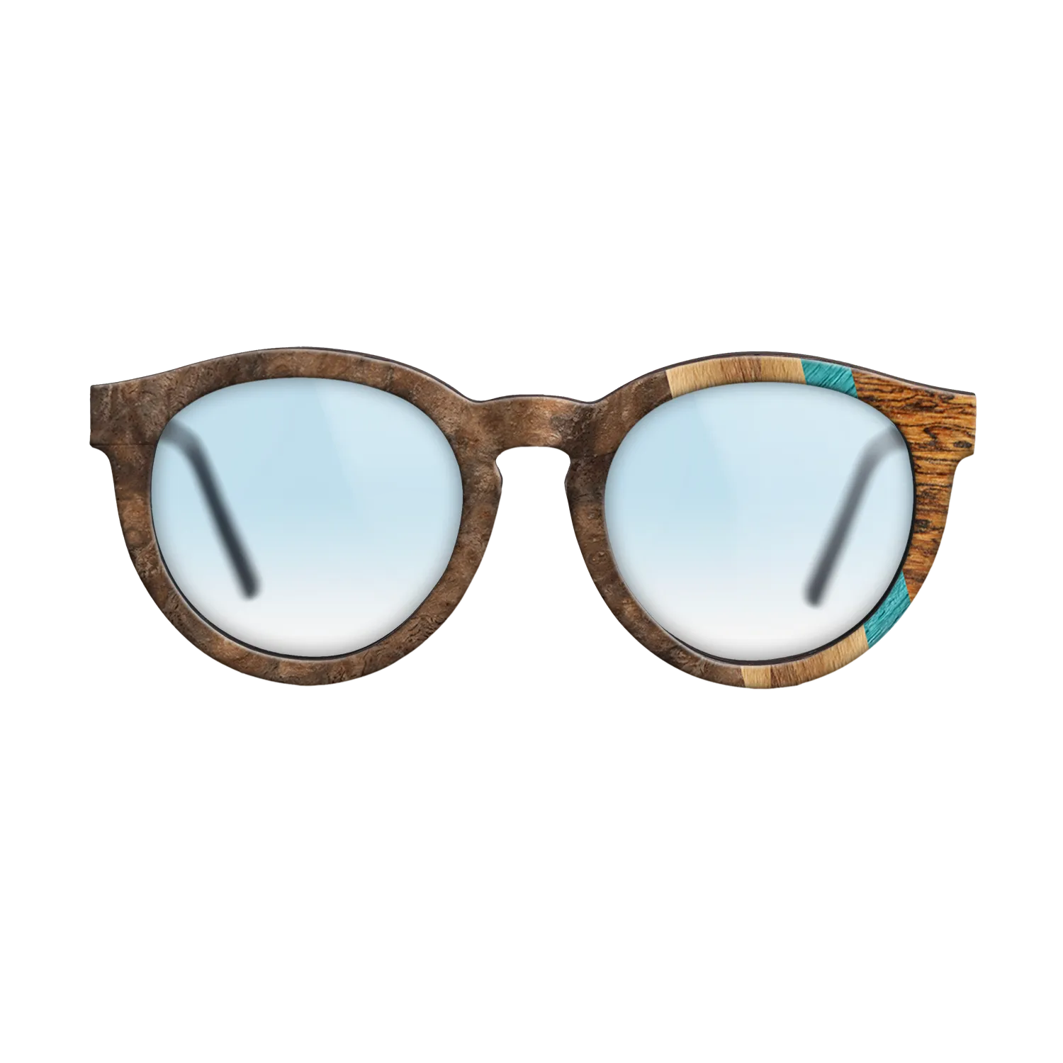 Bocote,Walnut Burl,Poplar Dyed: Turquoise,Fumed Oak,Royal White Ebony: Fractal - The Rebel - Round - 1541 - SIRIS wood optic