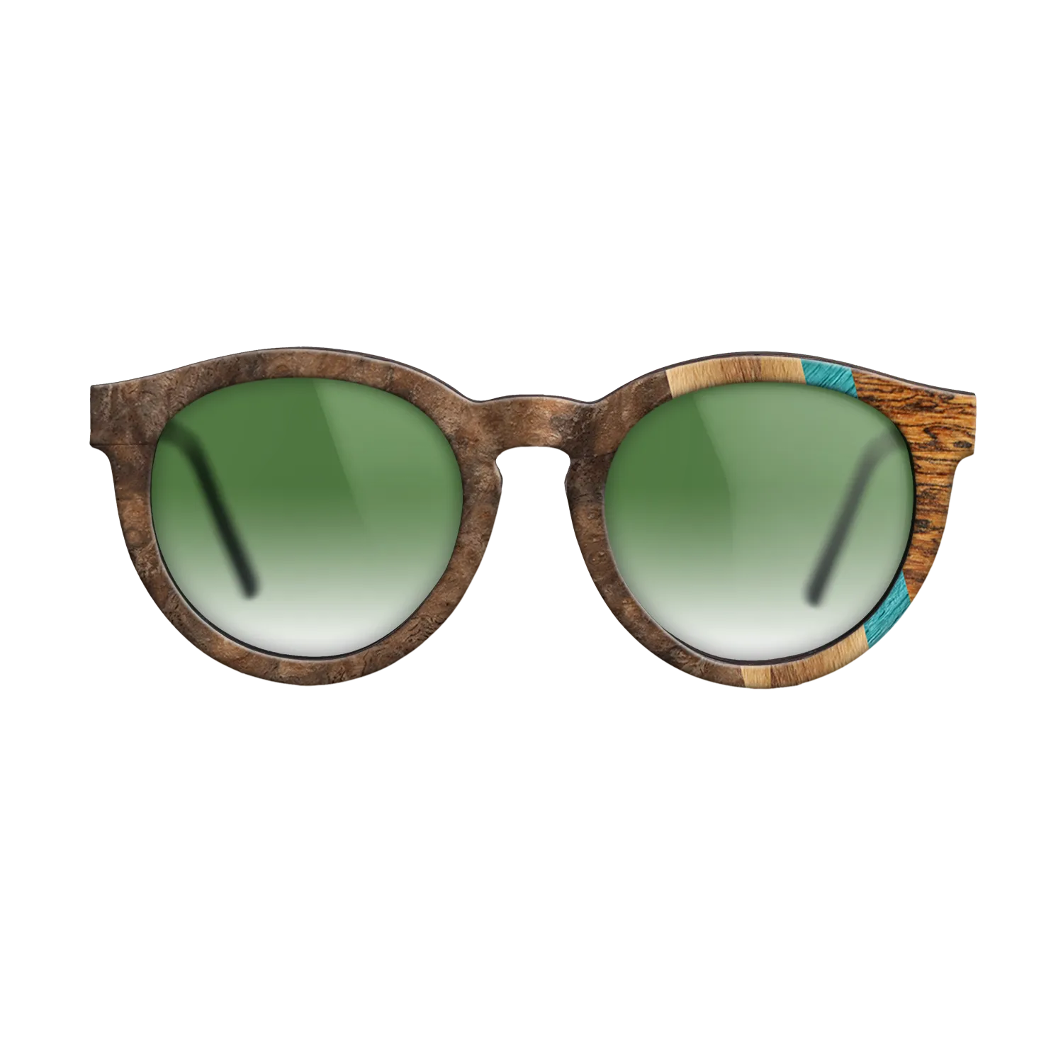 Bocote,Walnut Burl,Poplar Dyed: Turquoise,Fumed Oak,Royal White Ebony: Fractal - The Rebel - Round - 1541 - SIRIS wood optic