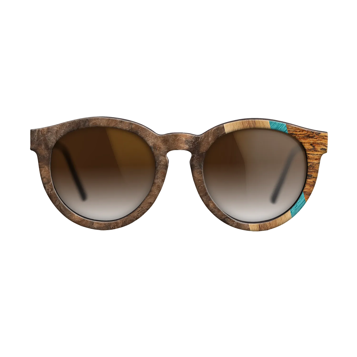 Bocote,Walnut Burl,Poplar Dyed: Turquoise,Fumed Oak,Royal White Ebony: Fractal - The Rebel - Round - 1541 - SIRIS wood optic