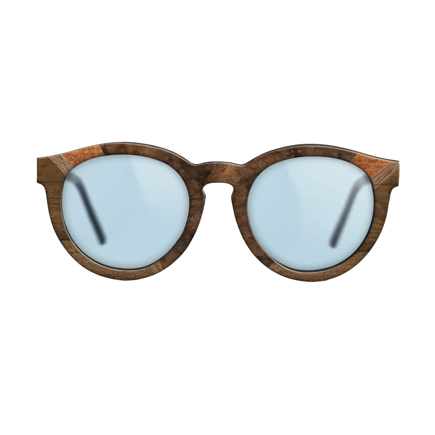 Walnut Burl,Ziricote Light Quartered,Walnut: Straight Grain,Koa: Geometric - The Rebel - Round - 1337 - SIRIS wood optic