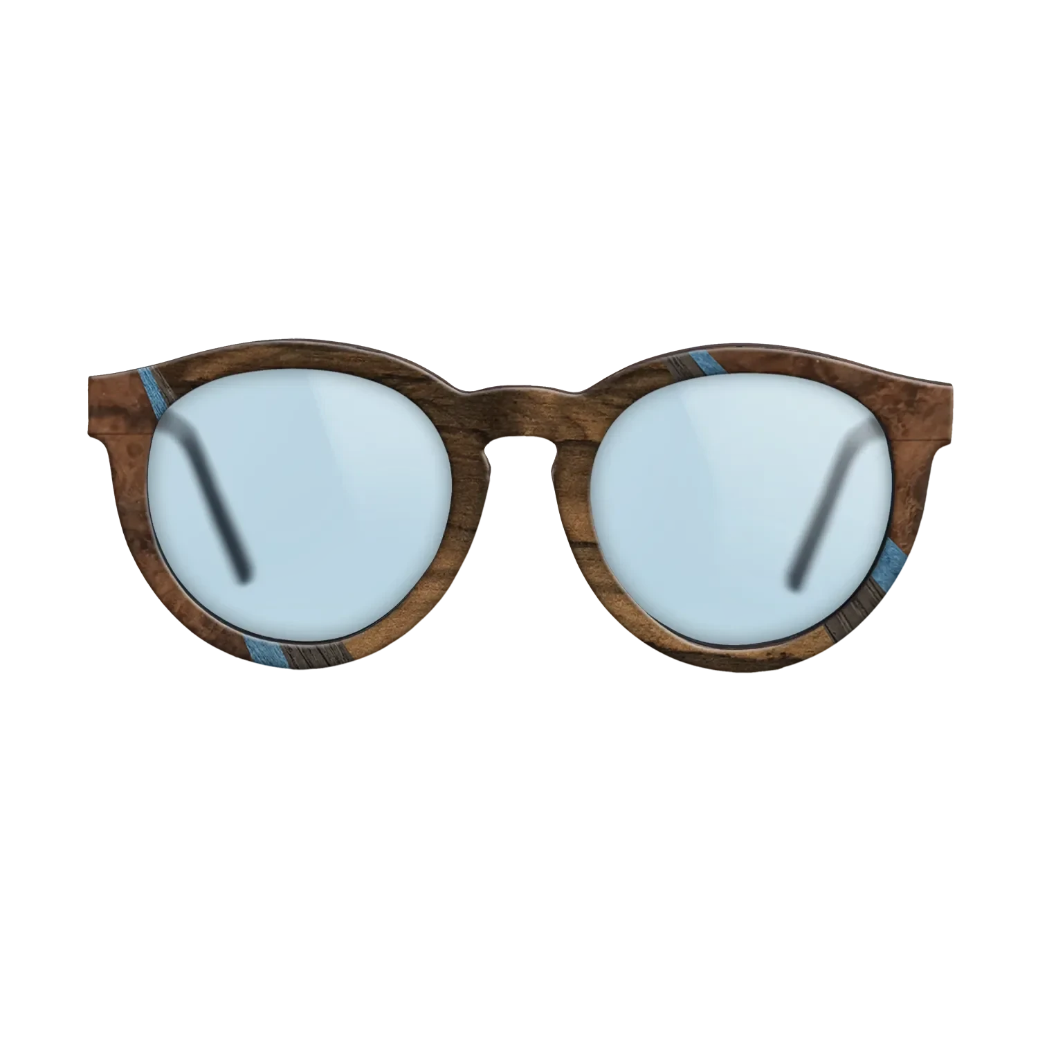 Walnut Burl,Santos Rosewood Dark,Poplar Dyed: Blue Denim,Fumed Oak,Walnut: Straight Grain: Fractal - The Rebel - Round - 1462 - SIRIS wood optic
