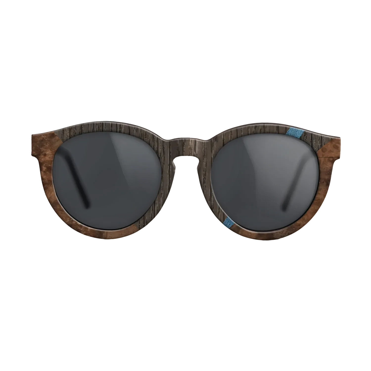 Walnut: Straight Grain,Fumed Oak,Poplar Dyed: Blue Denim,Walnut Burl: Geometric - The Rebel - Round - 1044 - SIRIS wood optic