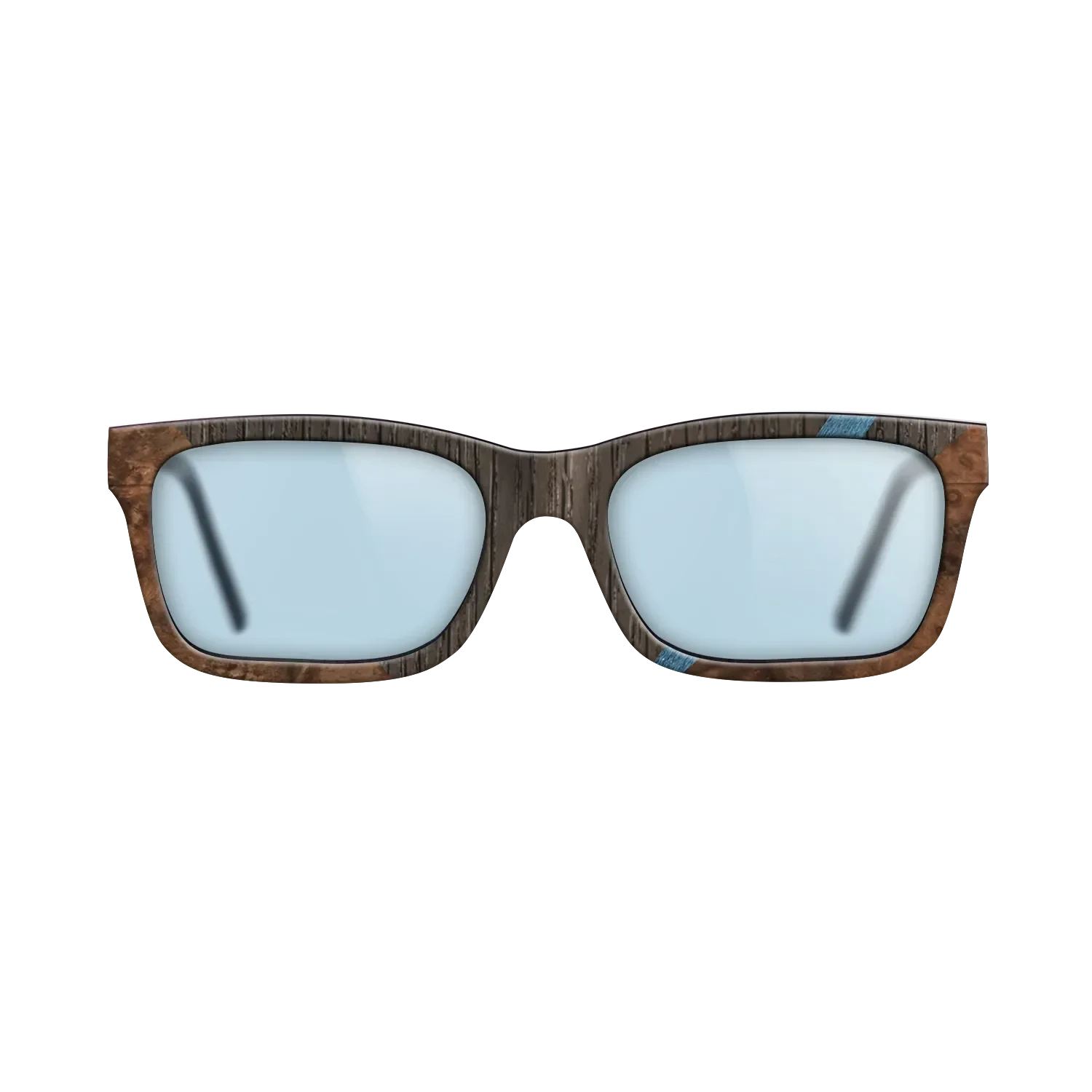 Walnut: Straight Grain,Fumed Oak,Poplar Dyed: Blue Denim,Walnut Burl: Geometric - The Sage - Rectangle - 1044 - SIRIS wood optic