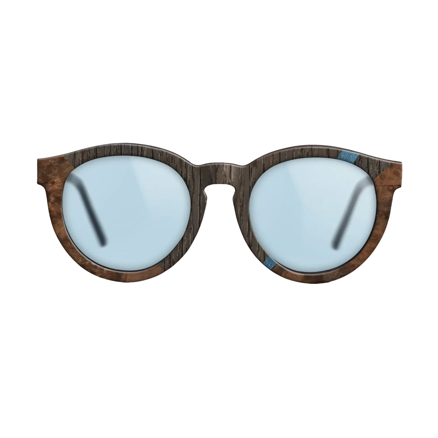 Walnut: Straight Grain,Fumed Oak,Poplar Dyed: Blue Denim,Walnut Burl: Geometric - The Rebel - Round - 1044 - SIRIS wood optic