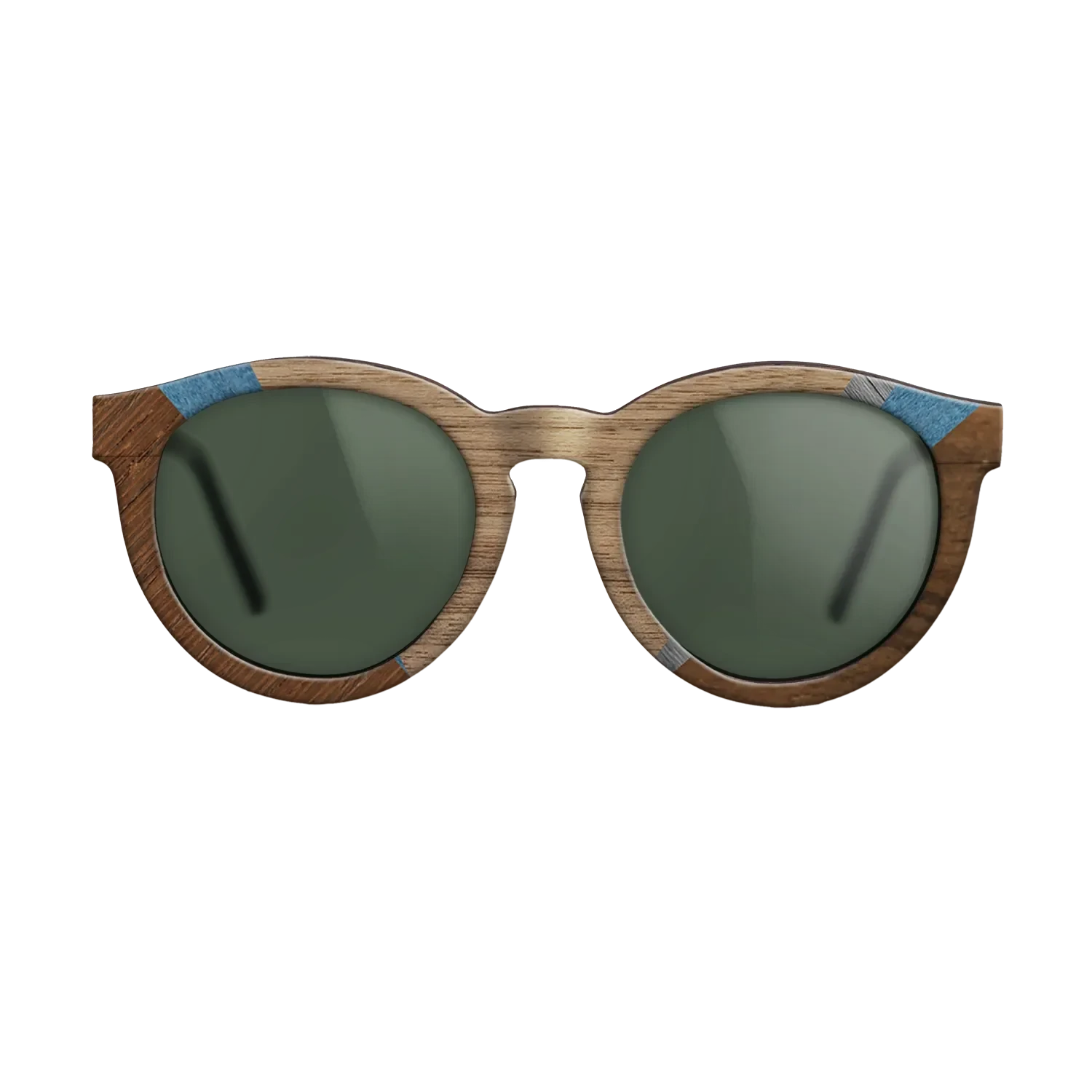 Walnut: Straight Grain,Poplar Dyed: Blue Denim,Ziricote Dark Quartered,Poplar Dyed: Grey: Geometric - The Rebel - Round - 1282 - SIRIS wood optic