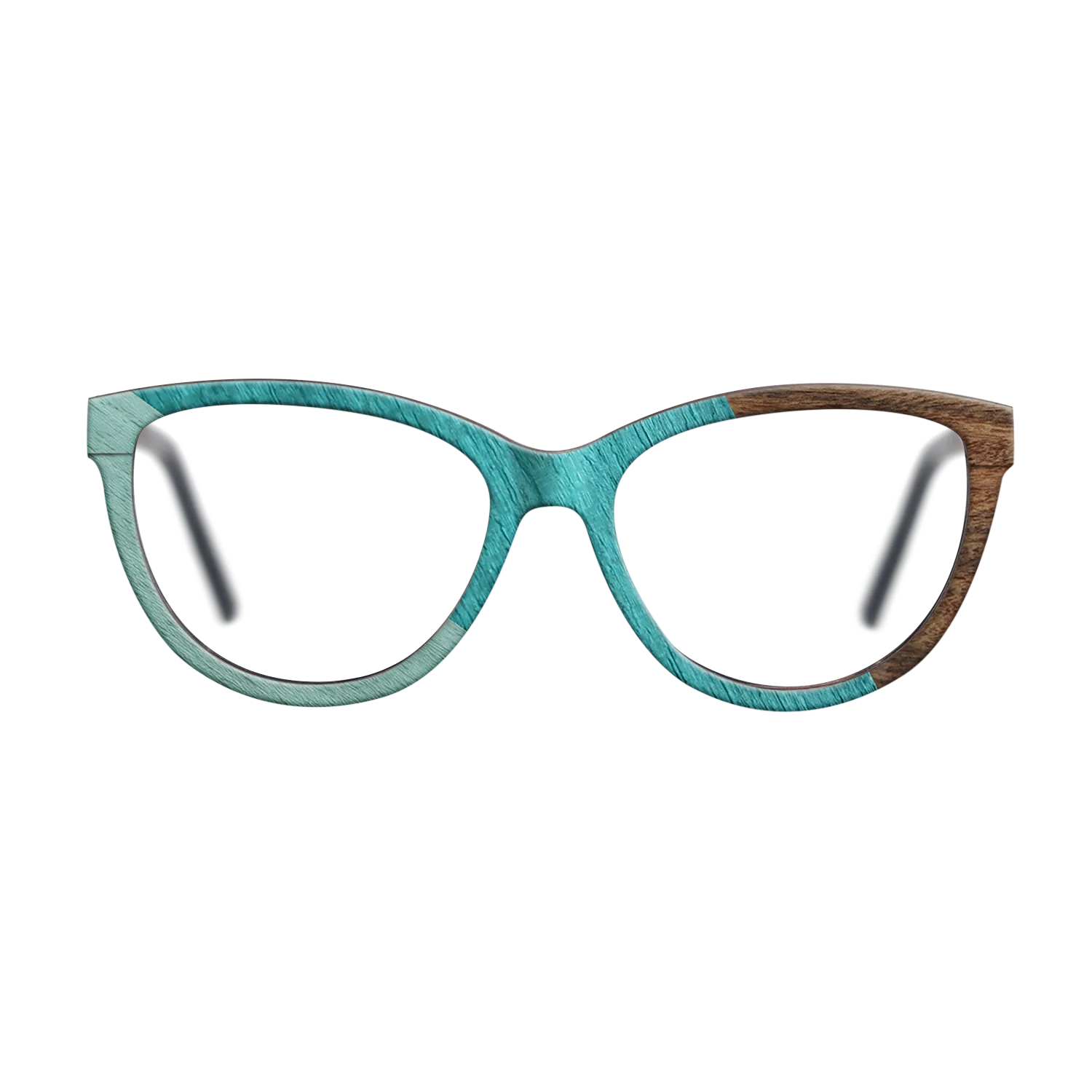 East Indian Rosewood,Poplar Dyed: Turquoise,Poplar Dyed: Baby Blue: Angle Cut - The Maiden - Cat - SIRIS wood optic