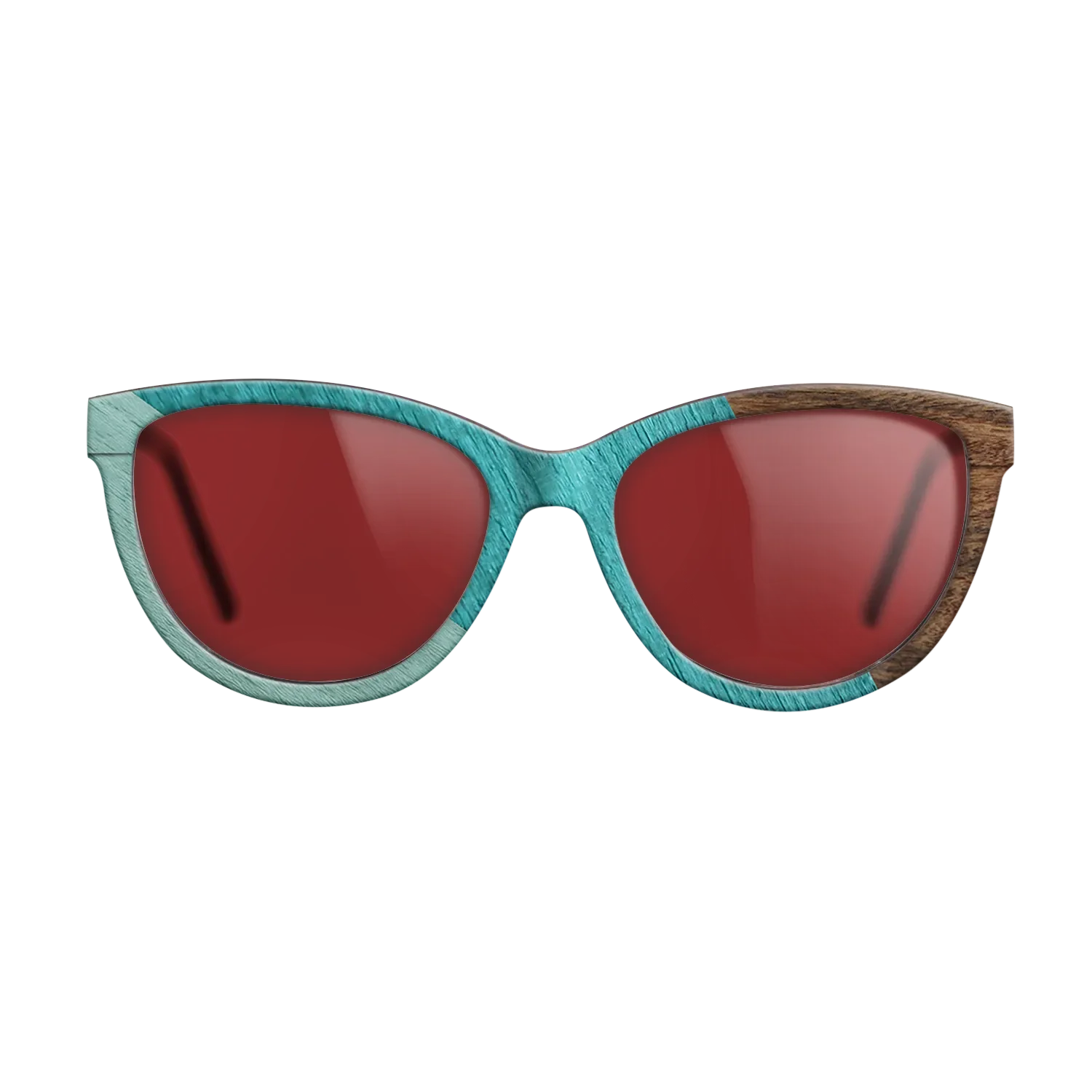 East Indian Rosewood,Poplar Dyed: Turquoise,Poplar Dyed: Baby Blue: Angle Cut - The Maiden - Cat - SIRIS wood optic