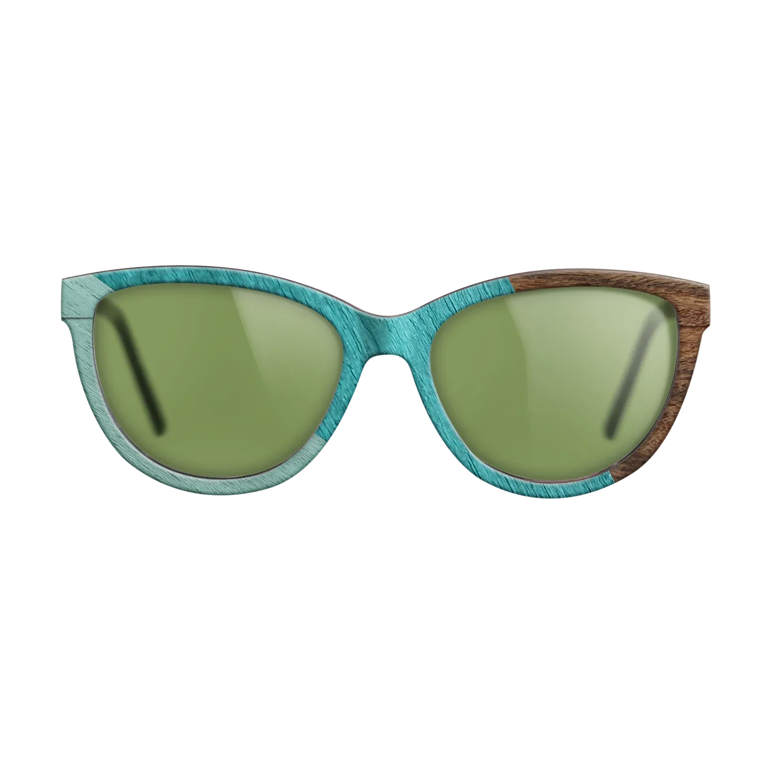 East Indian Rosewood,Poplar Dyed: Turquoise,Poplar Dyed: Baby Blue: Angle Cut - The Maiden - Cat - SIRIS wood optic