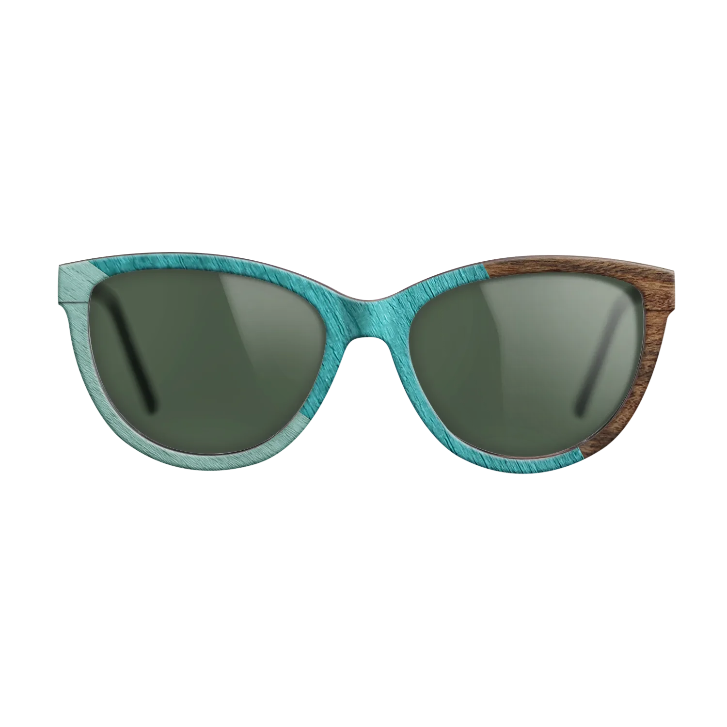 East Indian Rosewood,Poplar Dyed: Turquoise,Poplar Dyed: Baby Blue: Angle Cut - The Maiden - Cat - SIRIS wood optic