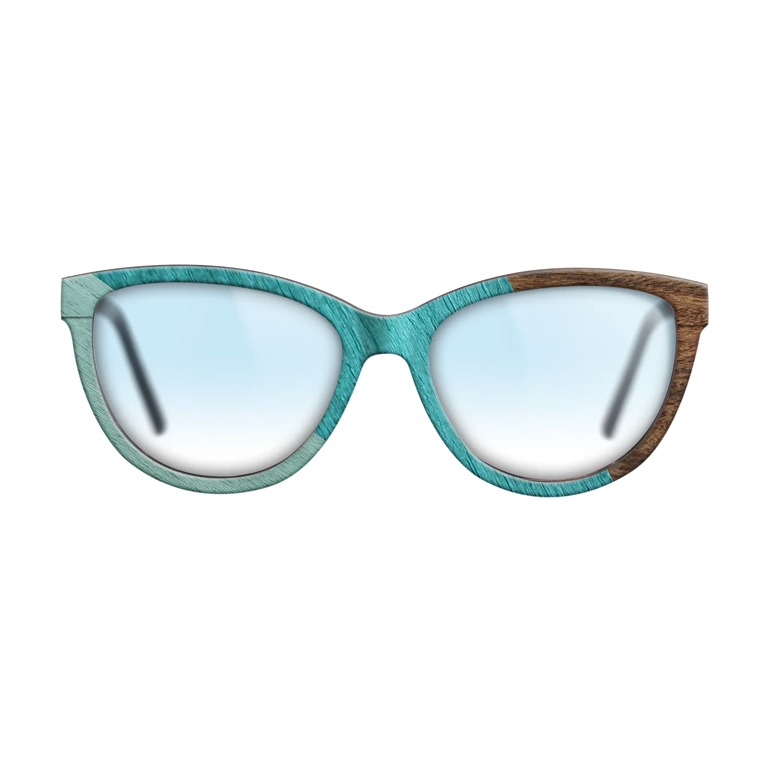 East Indian Rosewood,Poplar Dyed: Turquoise,Poplar Dyed: Baby Blue: Angle Cut - The Maiden - Cat - SIRIS wood optic