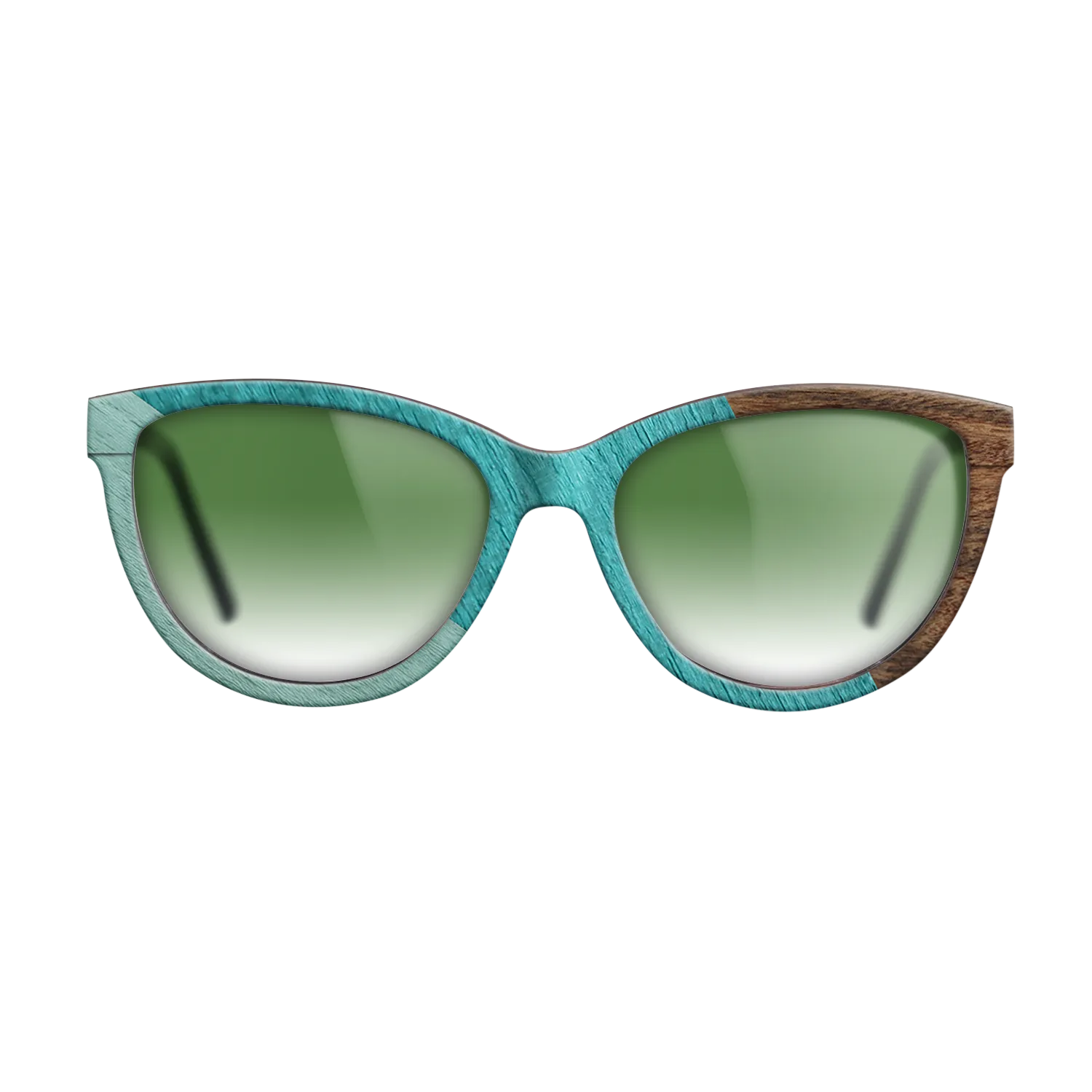 East Indian Rosewood,Poplar Dyed: Turquoise,Poplar Dyed: Baby Blue: Angle Cut - The Maiden - Cat - SIRIS wood optic