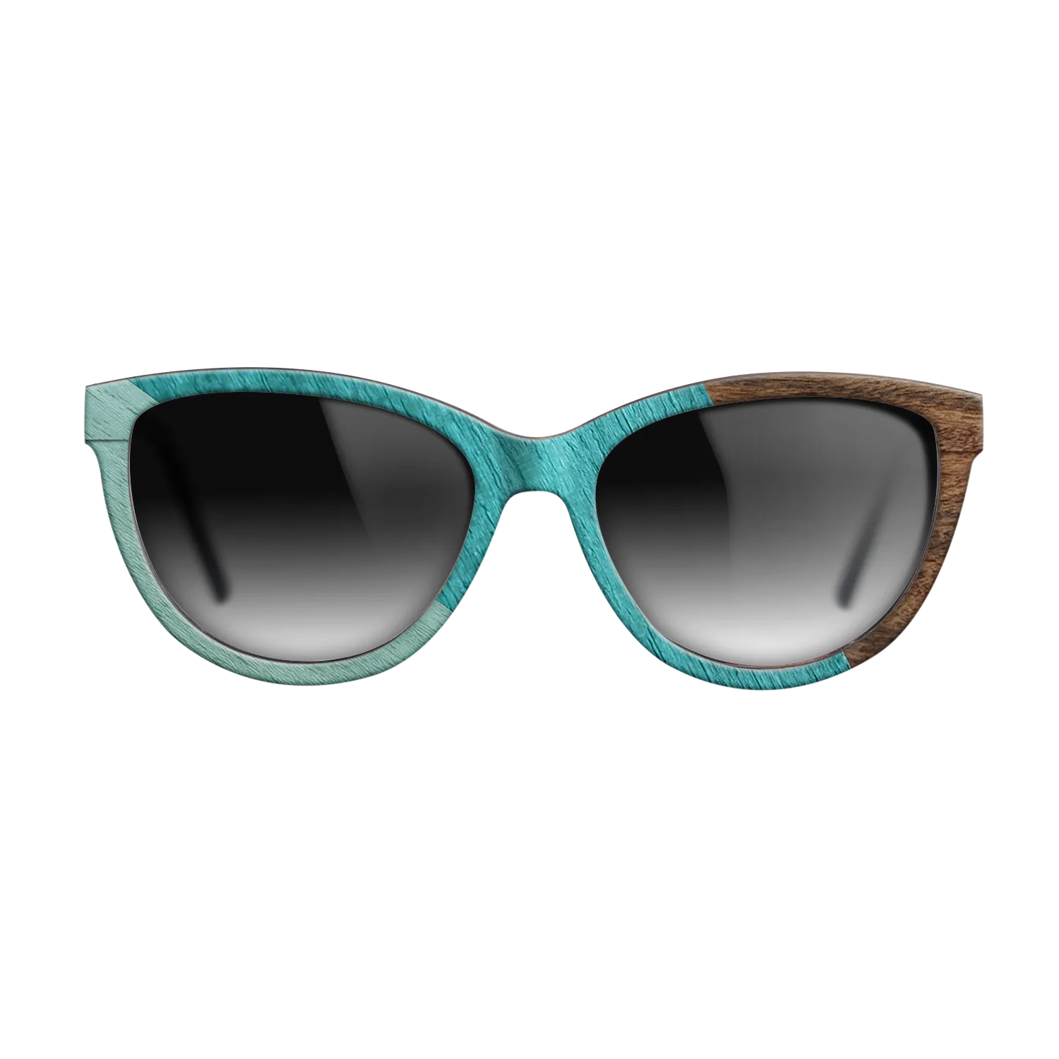 East Indian Rosewood,Poplar Dyed: Turquoise,Poplar Dyed: Baby Blue: Angle Cut - The Maiden - Cat - SIRIS wood optic