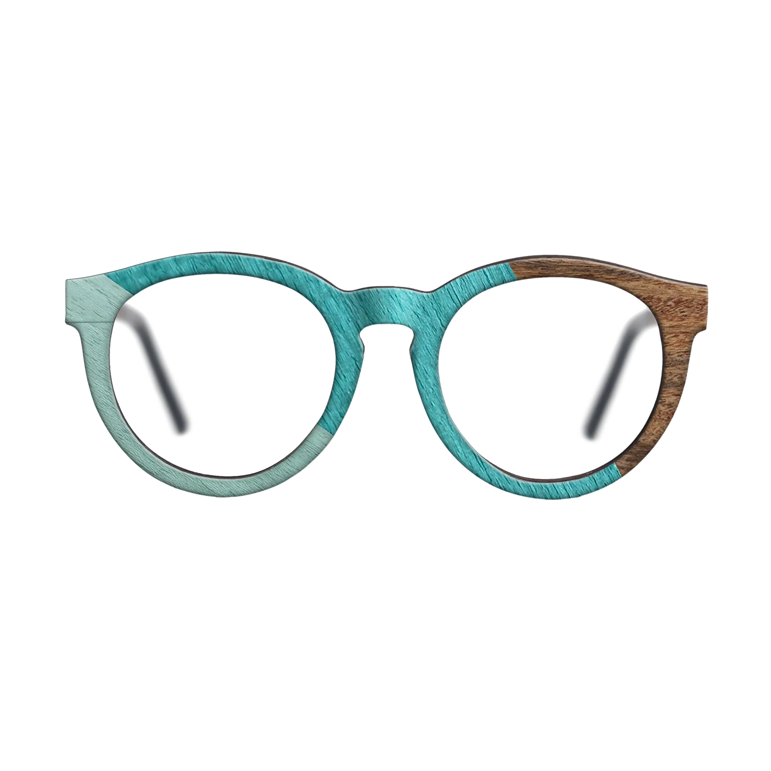 East Indian Rosewood,Poplar Dyed: Turquoise,Poplar Dyed: Baby Blue: Angle Cut - The Rebel - Round - SIRIS wood optic