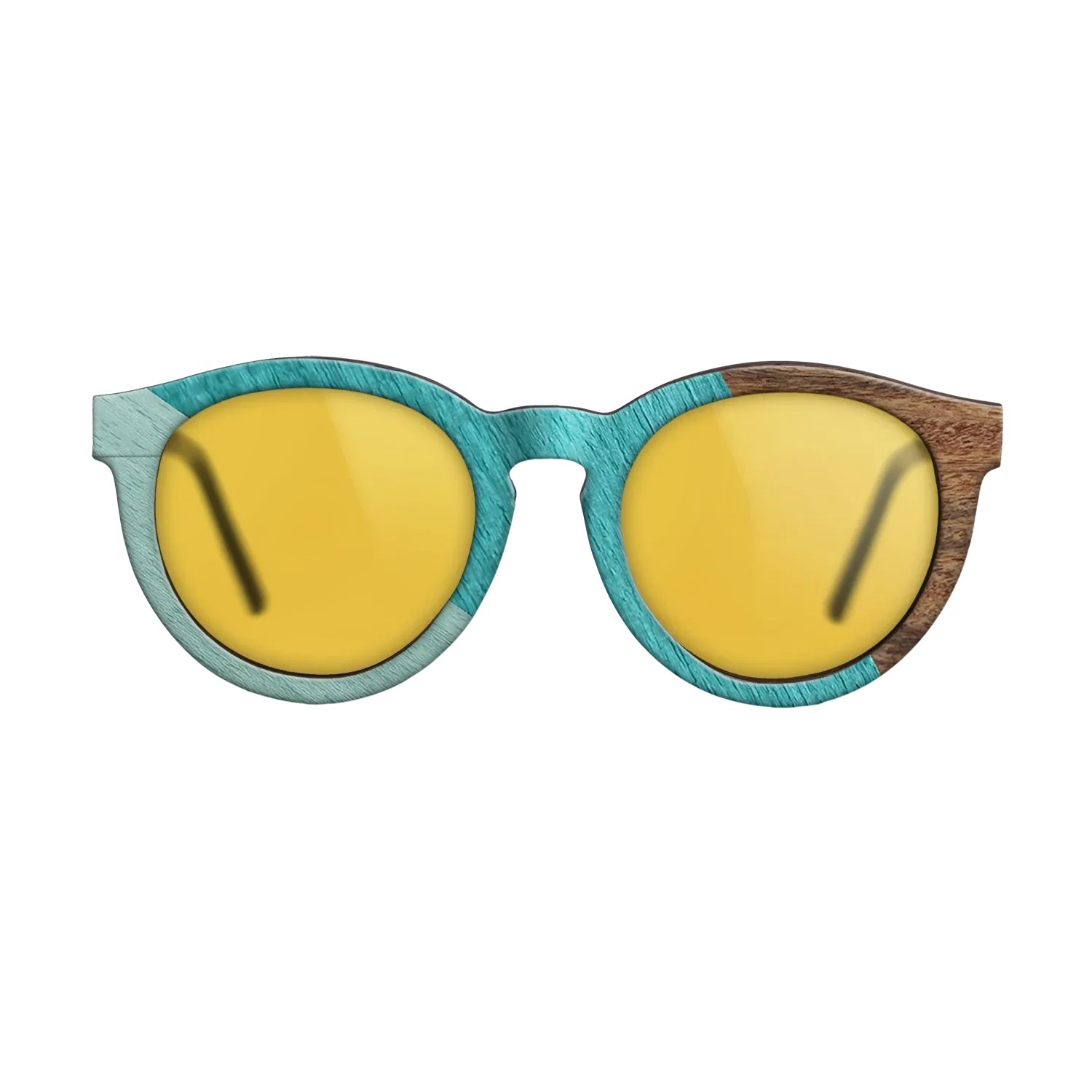 East Indian Rosewood,Poplar Dyed: Turquoise,Poplar Dyed: Baby Blue: Angle Cut - The Rebel - Round - SIRIS wood optic