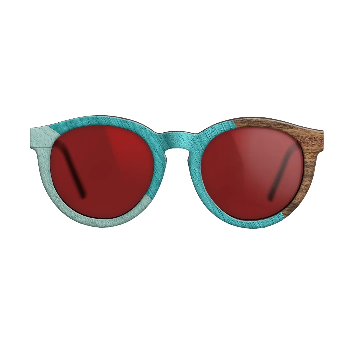 East Indian Rosewood,Poplar Dyed: Turquoise,Poplar Dyed: Baby Blue: Angle Cut - The Rebel - Round - SIRIS wood optic