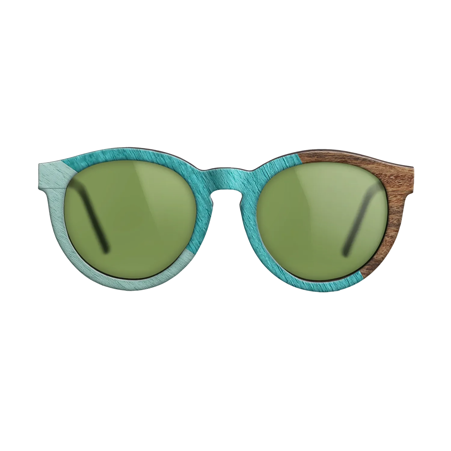 East Indian Rosewood,Poplar Dyed: Turquoise,Poplar Dyed: Baby Blue: Angle Cut - The Rebel - Round - SIRIS wood optic