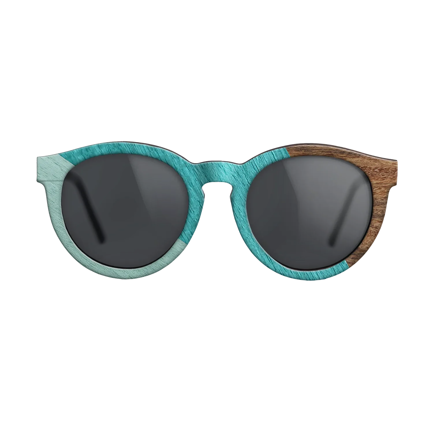 East Indian Rosewood,Poplar Dyed: Turquoise,Poplar Dyed: Baby Blue: Angle Cut - The Rebel - Round - SIRIS wood optic