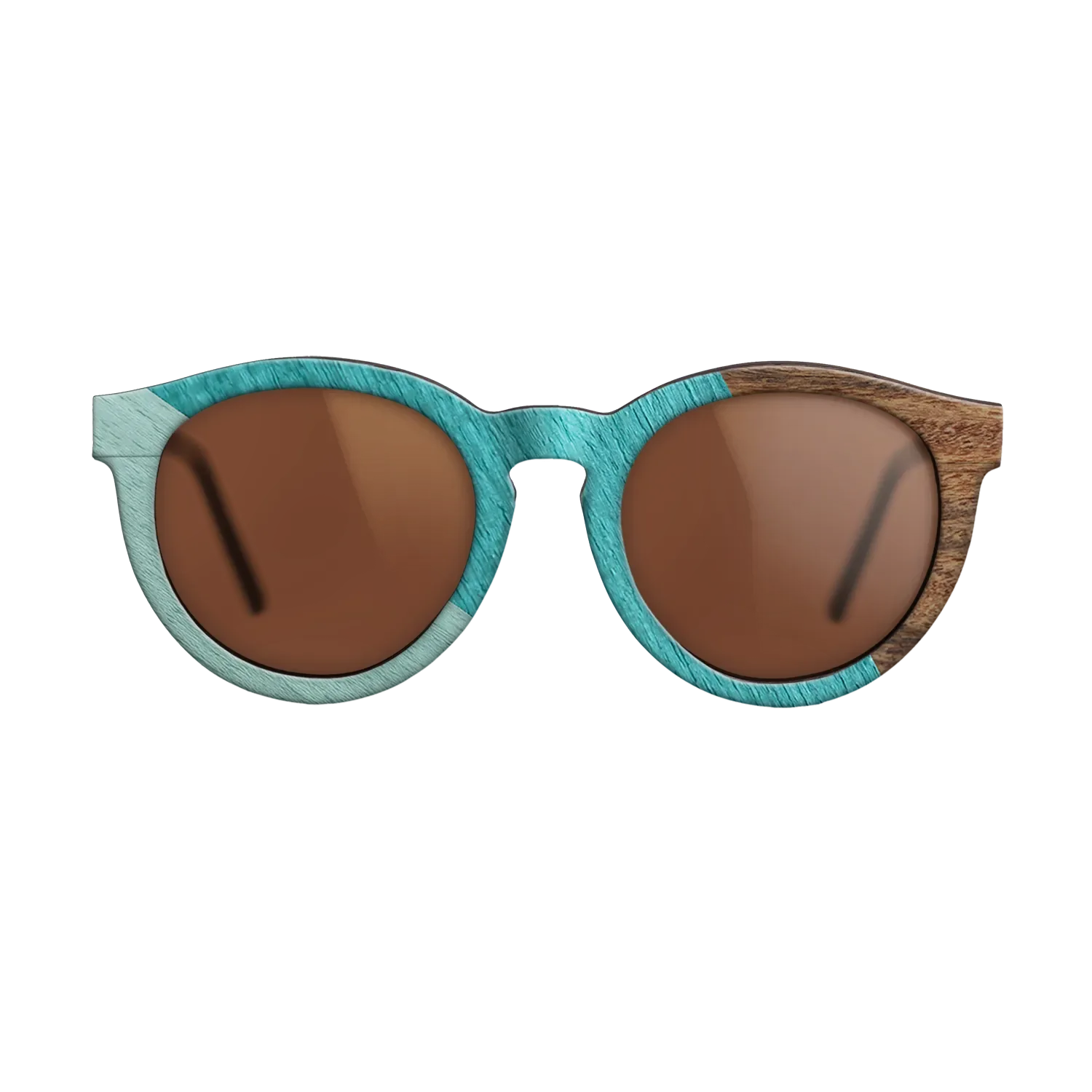 East Indian Rosewood,Poplar Dyed: Turquoise,Poplar Dyed: Baby Blue: Angle Cut - The Rebel - Round - SIRIS wood optic