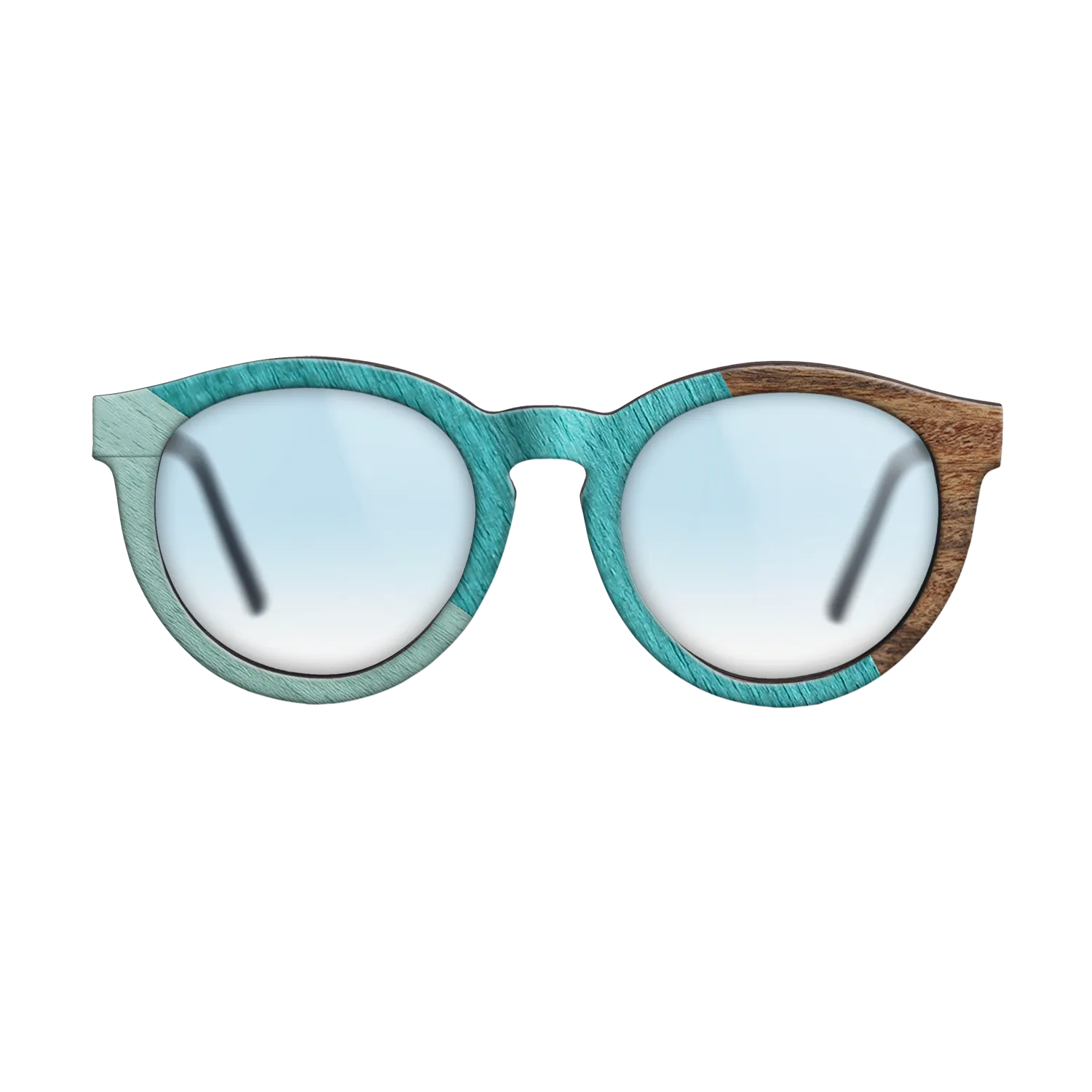 East Indian Rosewood,Poplar Dyed: Turquoise,Poplar Dyed: Baby Blue: Angle Cut - The Rebel - Round - SIRIS wood optic