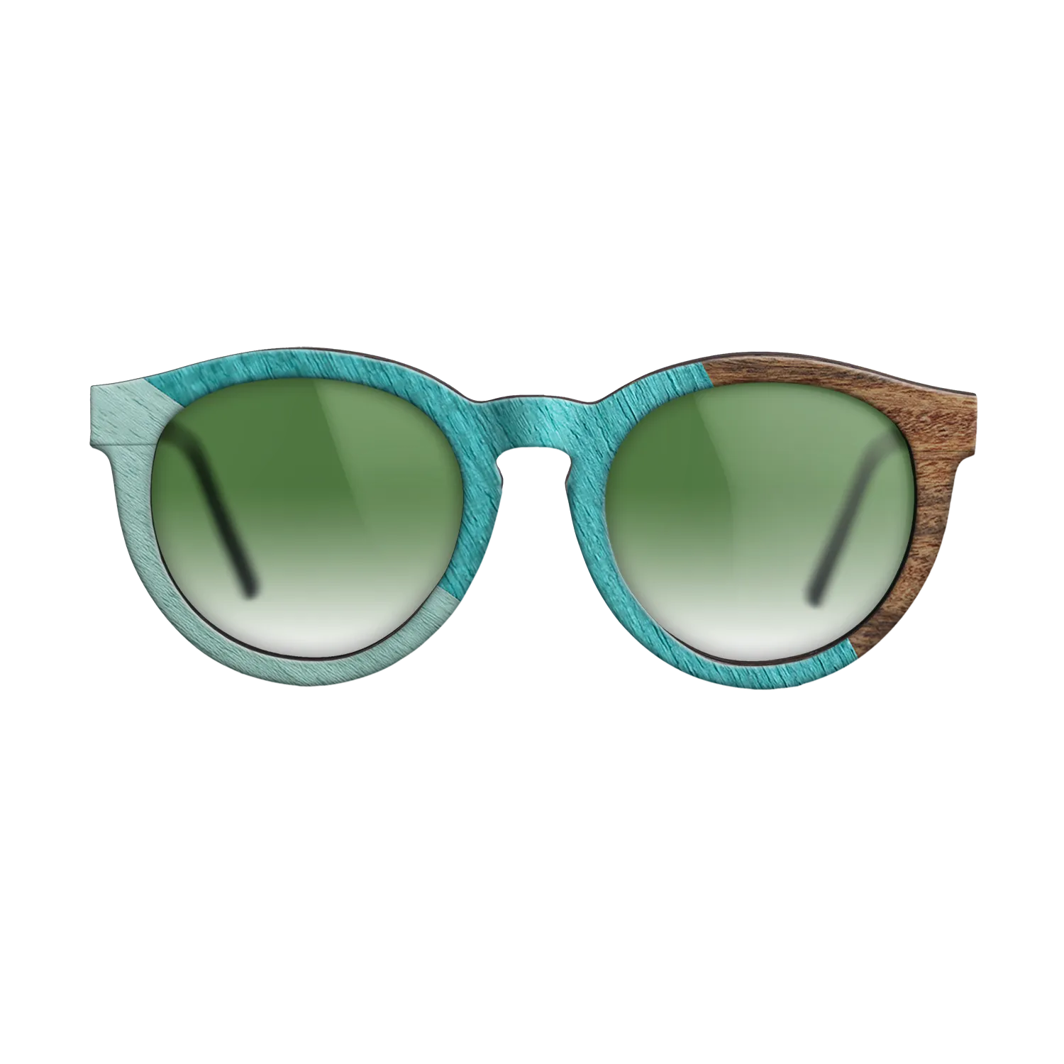 East Indian Rosewood,Poplar Dyed: Turquoise,Poplar Dyed: Baby Blue: Angle Cut - The Rebel - Round - SIRIS wood optic