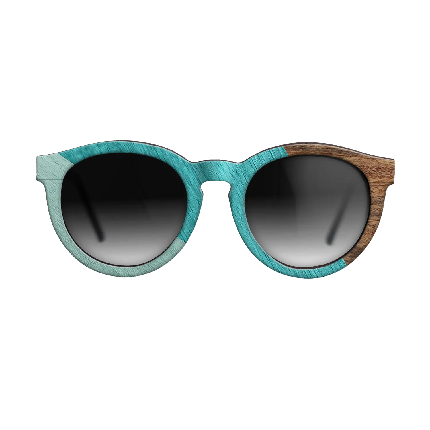 East Indian Rosewood,Poplar Dyed: Turquoise,Poplar Dyed: Baby Blue: Angle Cut - The Rebel - Round - SIRIS wood optic