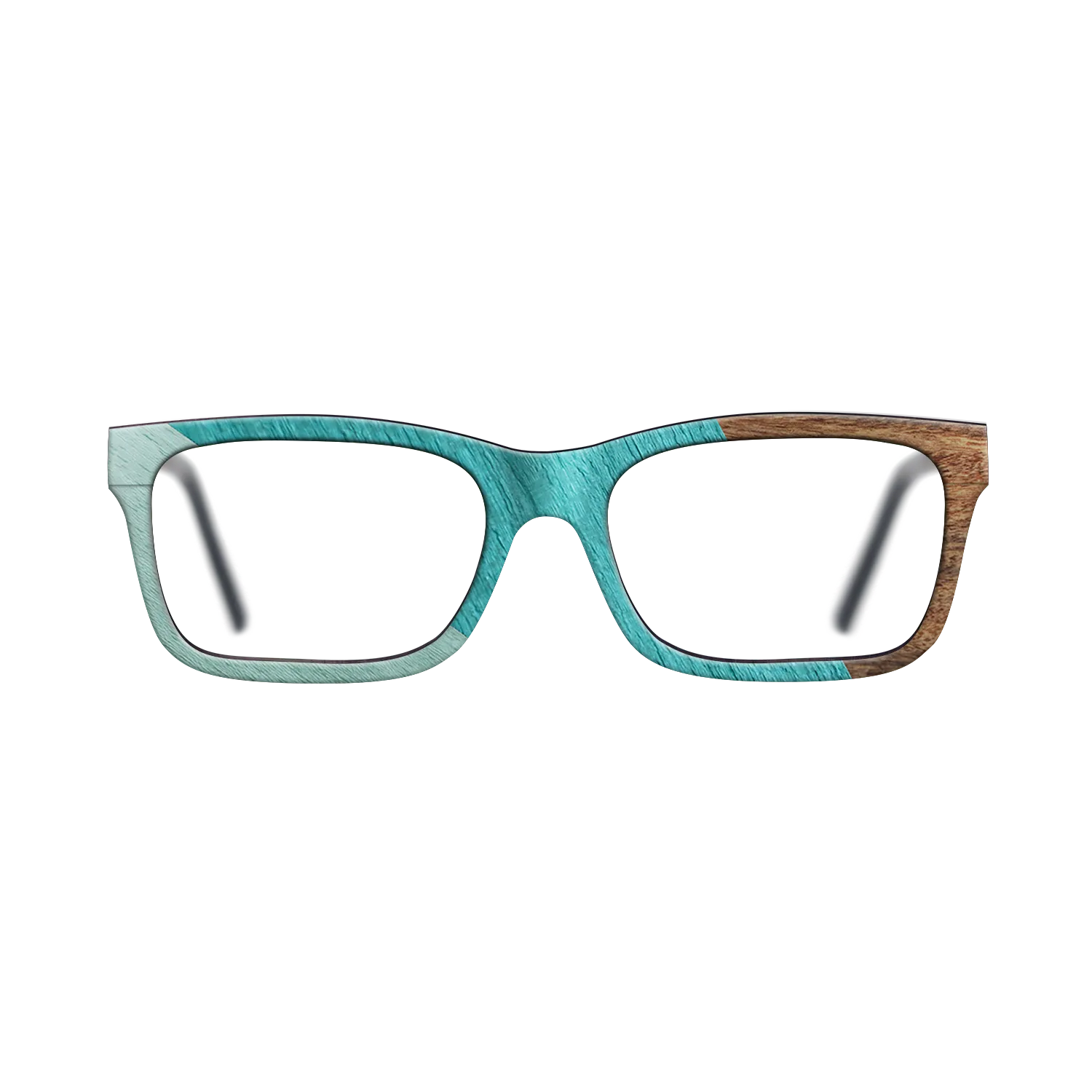 East Indian Rosewood,Poplar Dyed: Turquoise,Poplar Dyed: Baby Blue: Angle Cut - The Sage - Rectangle - SIRIS wood optic