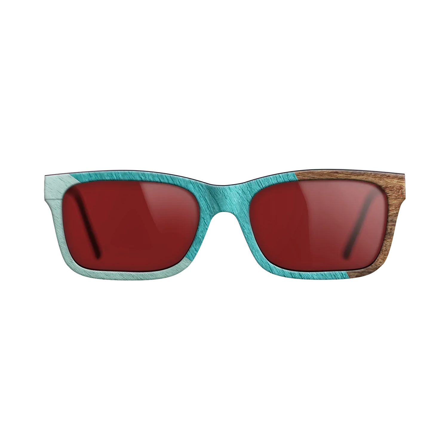 East Indian Rosewood,Poplar Dyed: Turquoise,Poplar Dyed: Baby Blue: Angle Cut - The Sage - Rectangle - SIRIS wood optic