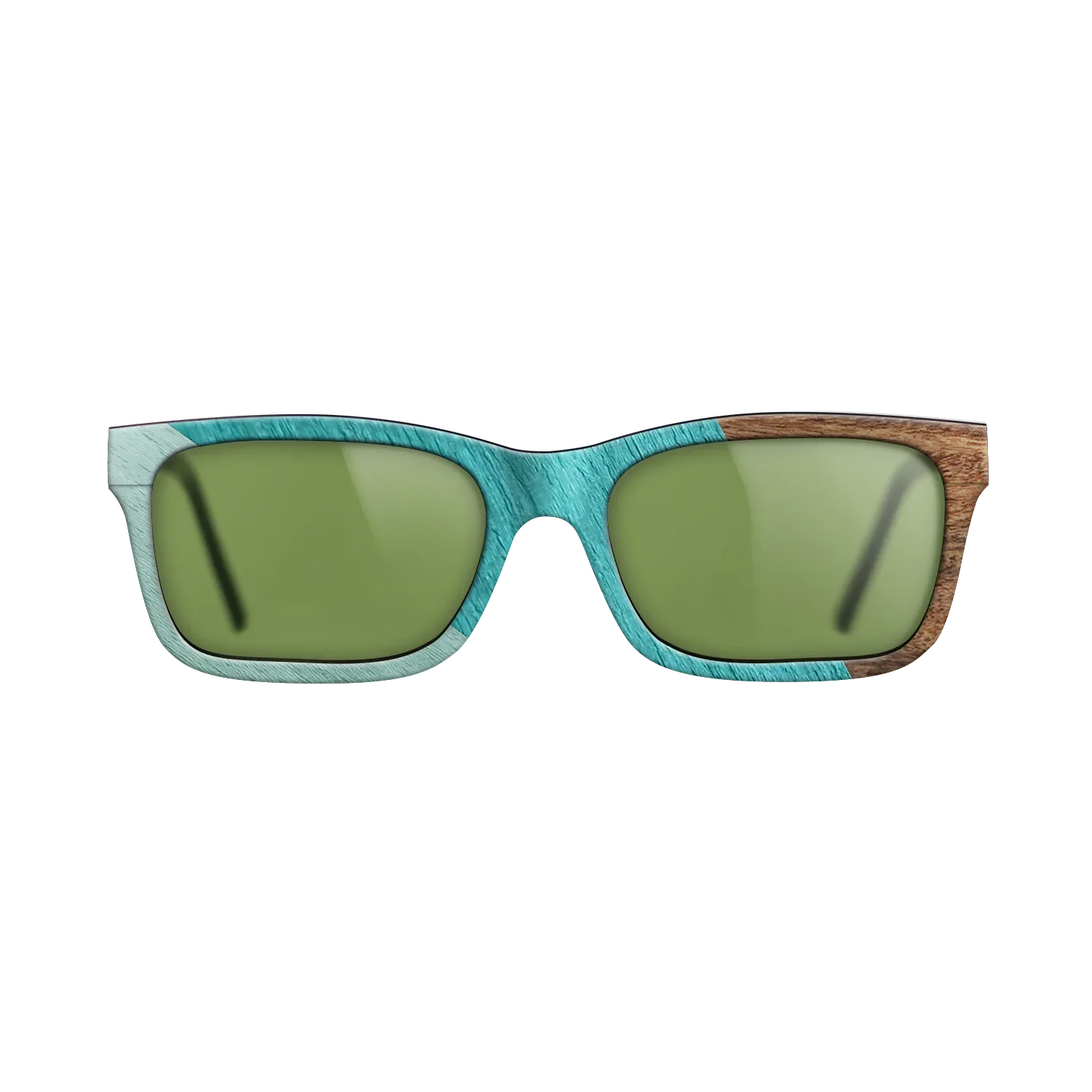 East Indian Rosewood,Poplar Dyed: Turquoise,Poplar Dyed: Baby Blue: Angle Cut - The Sage - Rectangle - SIRIS wood optic