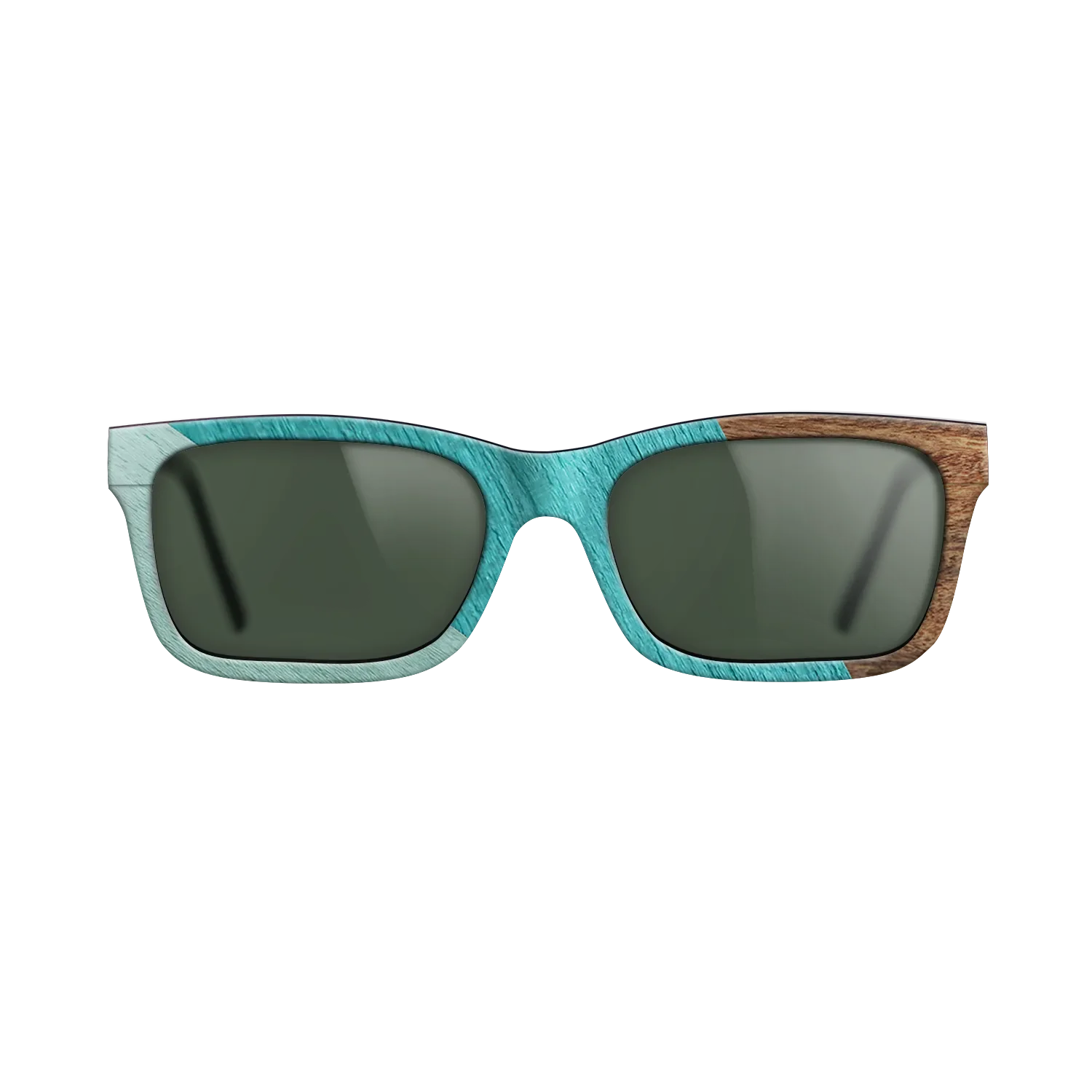 East Indian Rosewood,Poplar Dyed: Turquoise,Poplar Dyed: Baby Blue: Angle Cut - The Sage - Rectangle - SIRIS wood optic