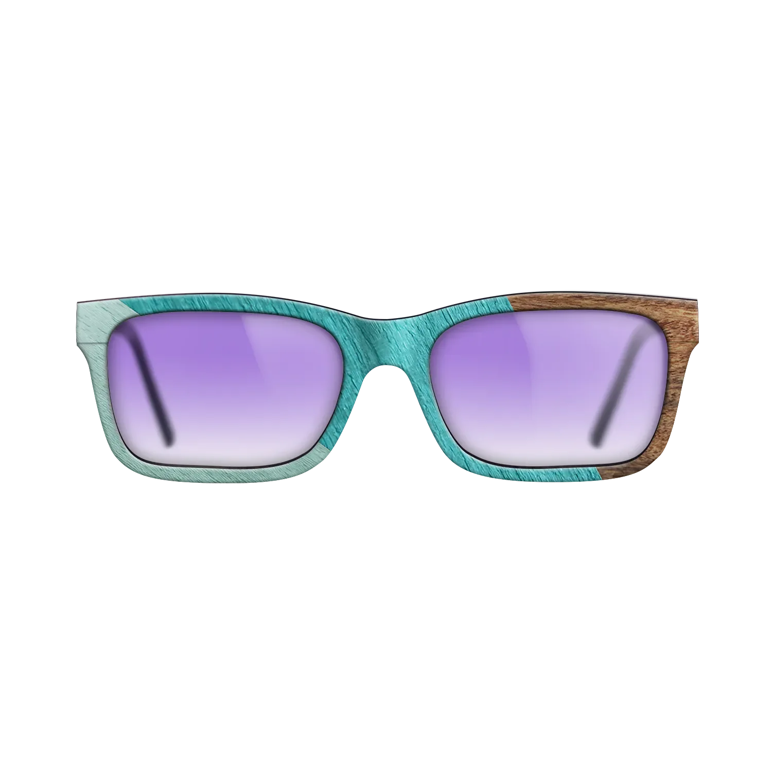 East Indian Rosewood,Poplar Dyed: Turquoise,Poplar Dyed: Baby Blue: Angle Cut - The Sage - Rectangle - SIRIS wood optic