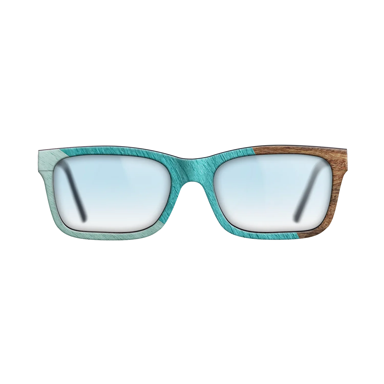 East Indian Rosewood,Poplar Dyed: Turquoise,Poplar Dyed: Baby Blue: Angle Cut - The Sage - Rectangle - SIRIS wood optic