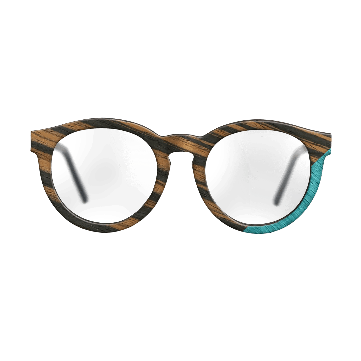 Fumed Oak,Italian Ebony,Poplar Dyed: Turquoise: Geometric - The Rebel - Round - SIRIS wood optic