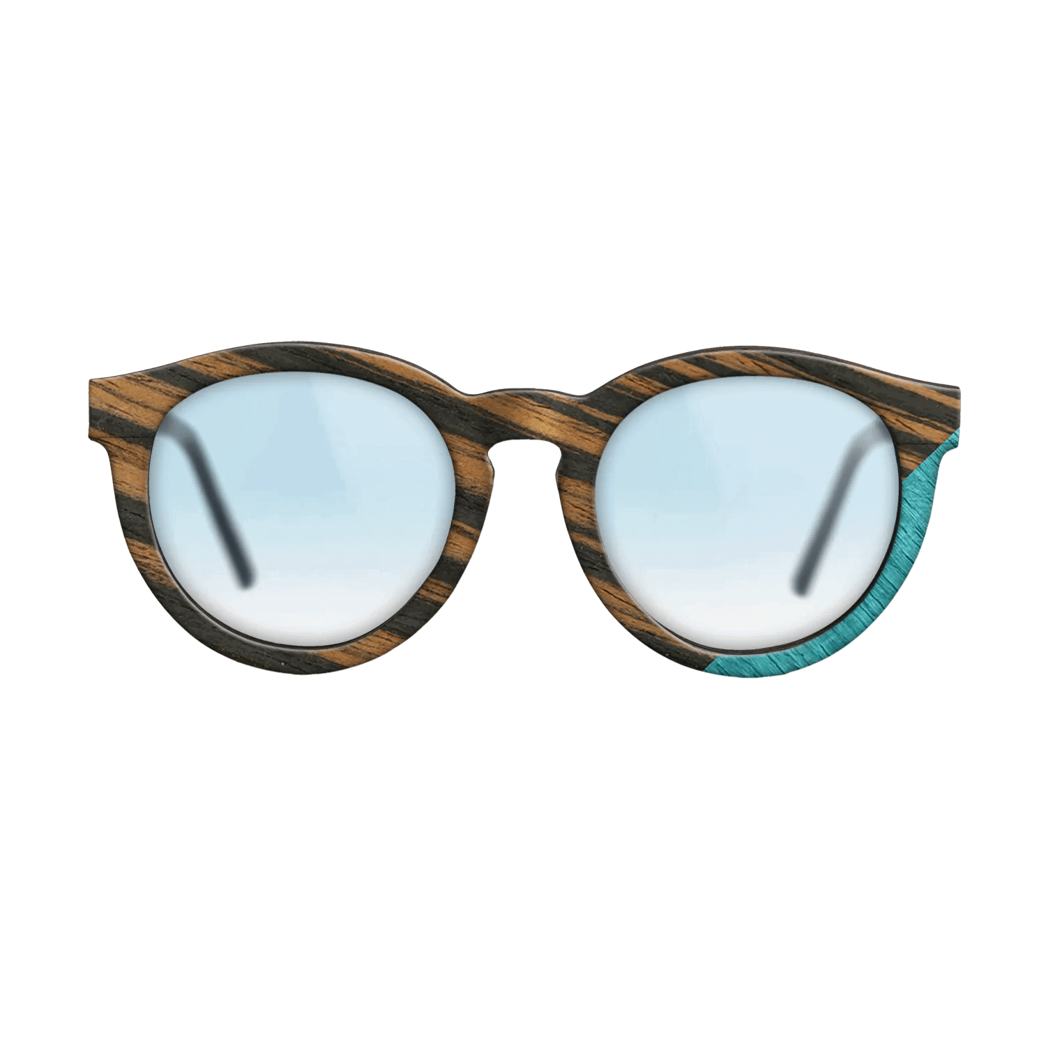 Fumed Oak,Italian Ebony,Poplar Dyed: Turquoise: Geometric - The Rebel - Round - SIRIS wood optic